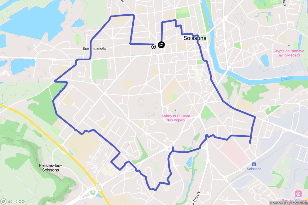 Soissons : carte du parcours de randonnée - France