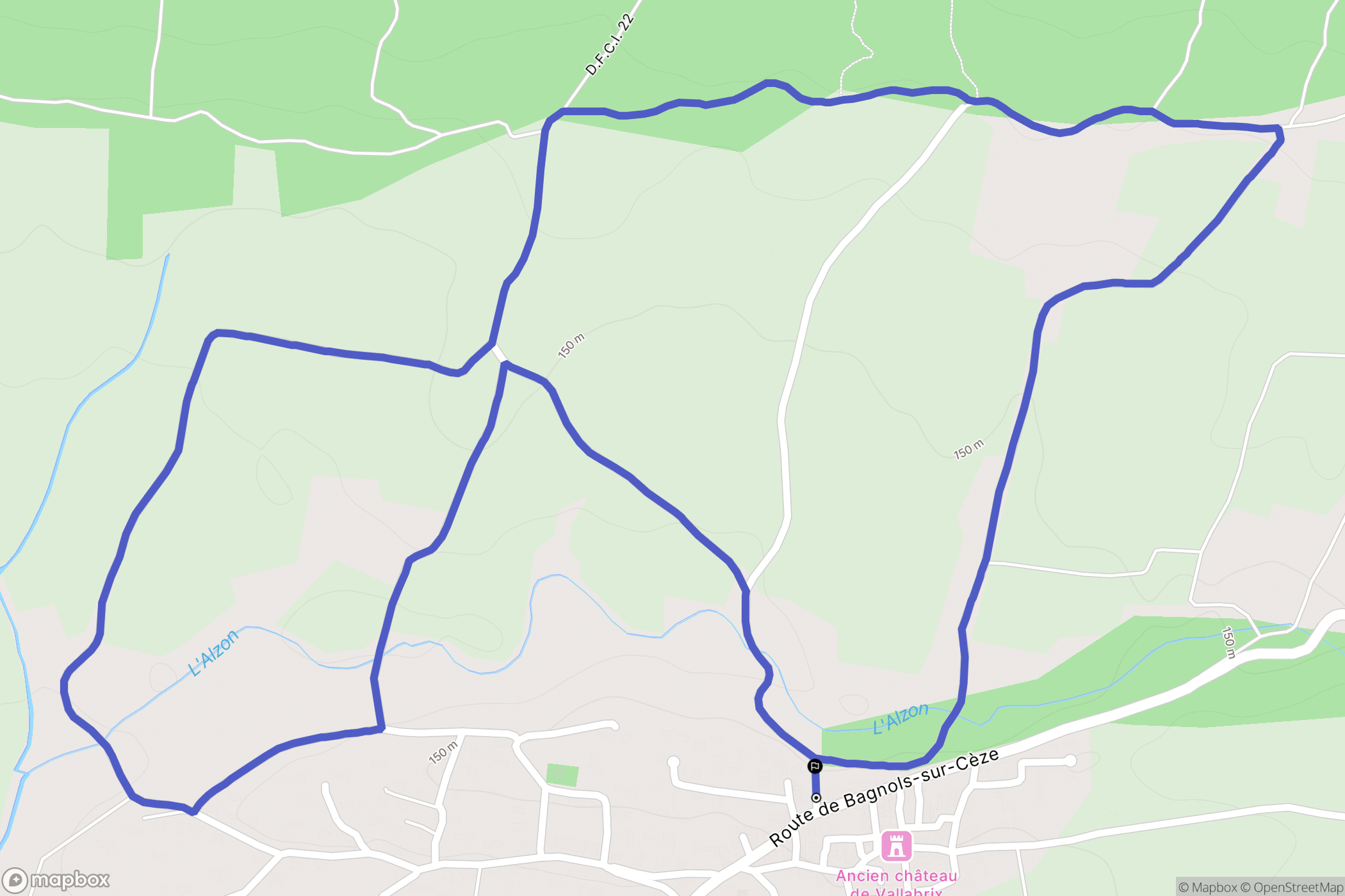 Vallabrix : carte du parcours de randonnée - France