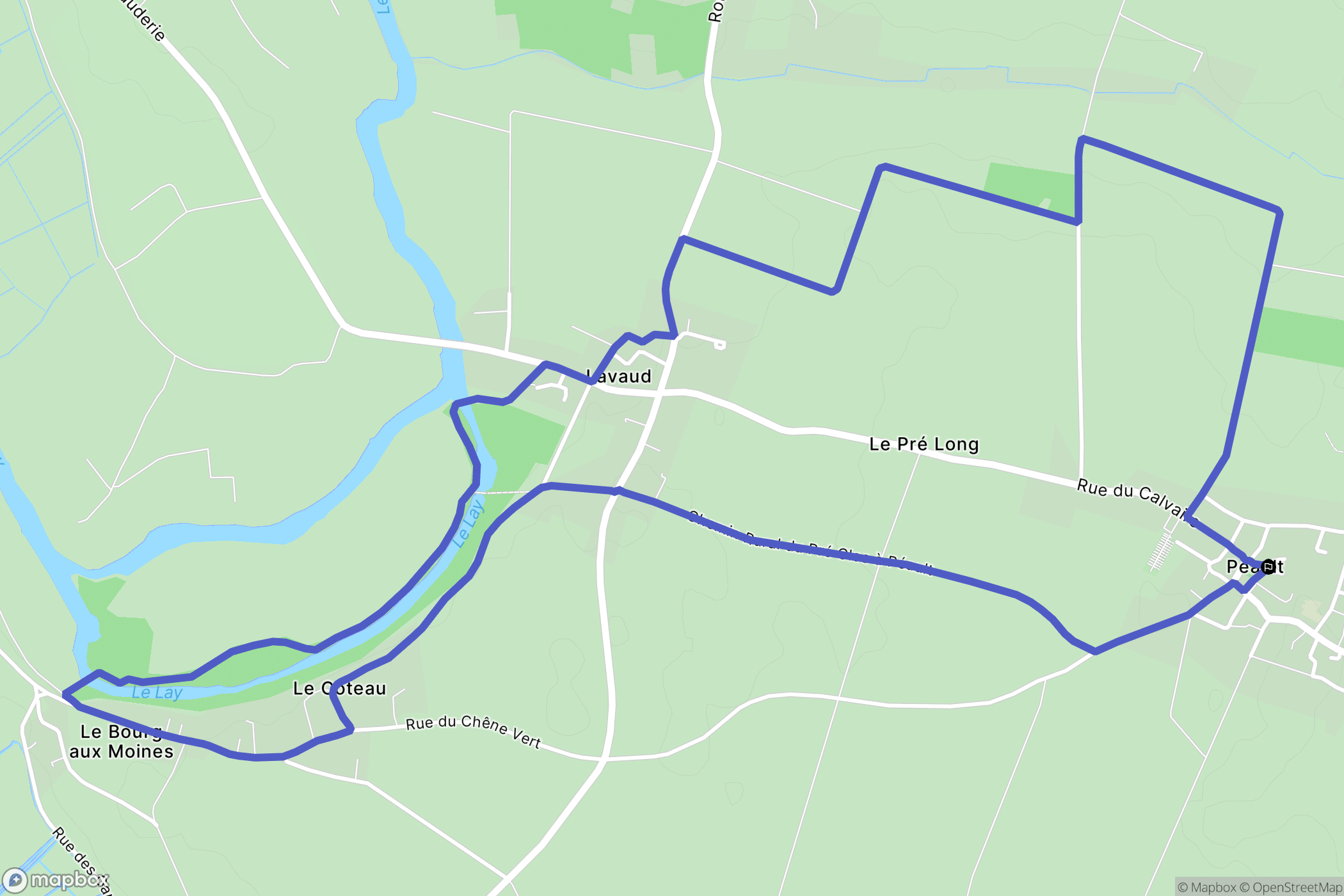 Péault : carte du parcours de randonnée - France