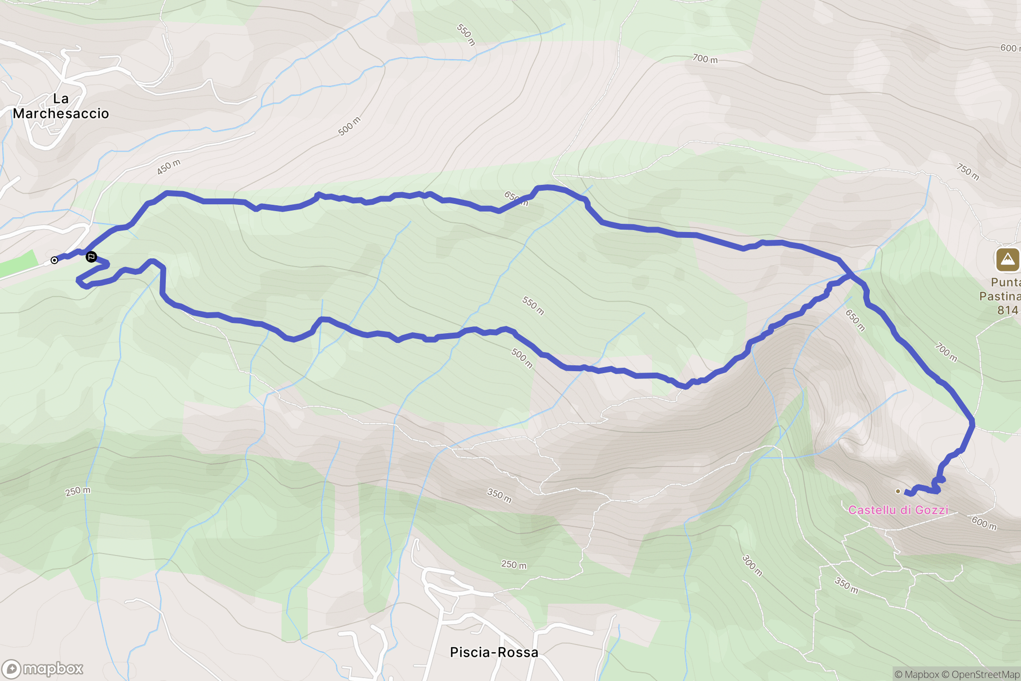 Appietto : carte du parcours de randonnée - France