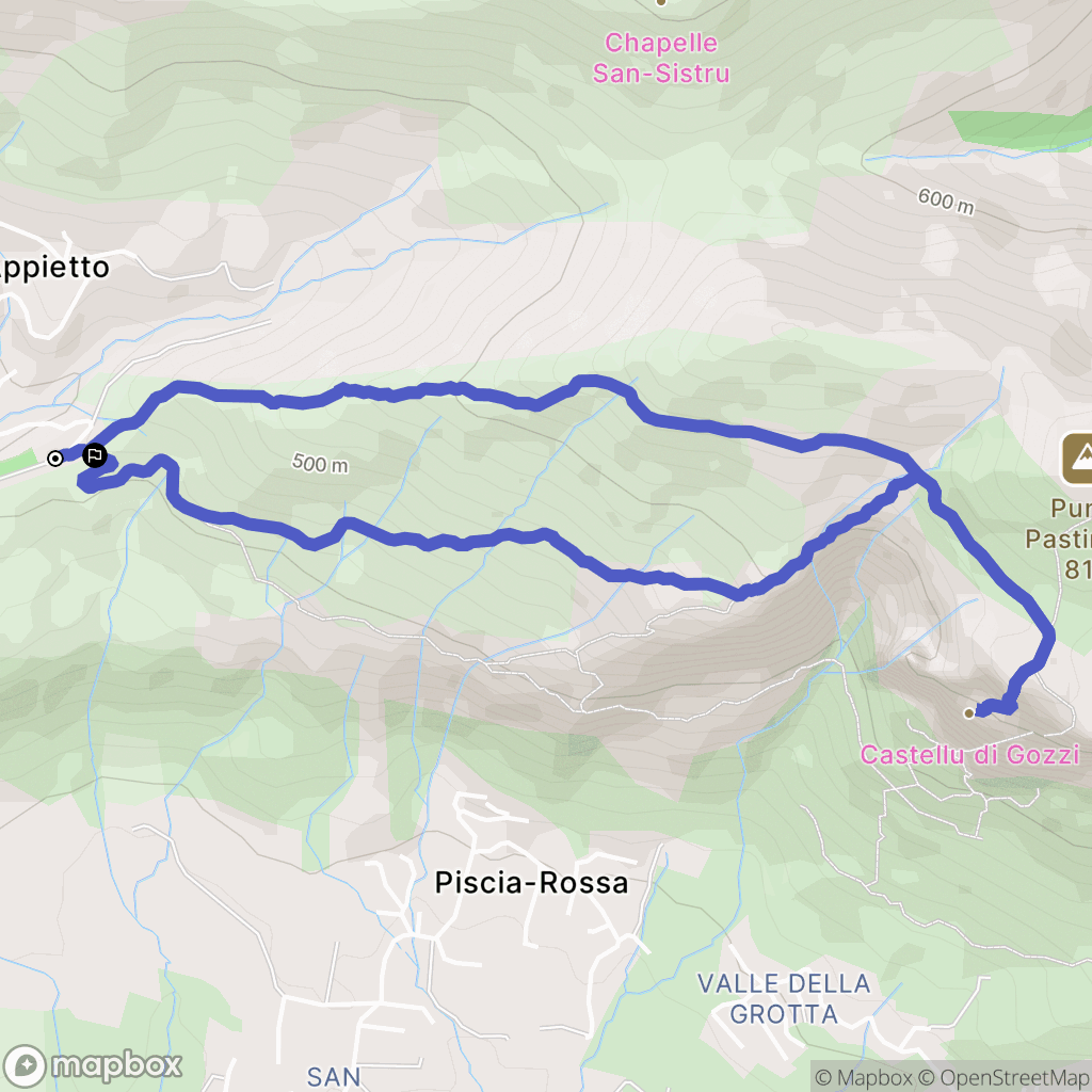 Appietto : carte du parcours de randonnée - France