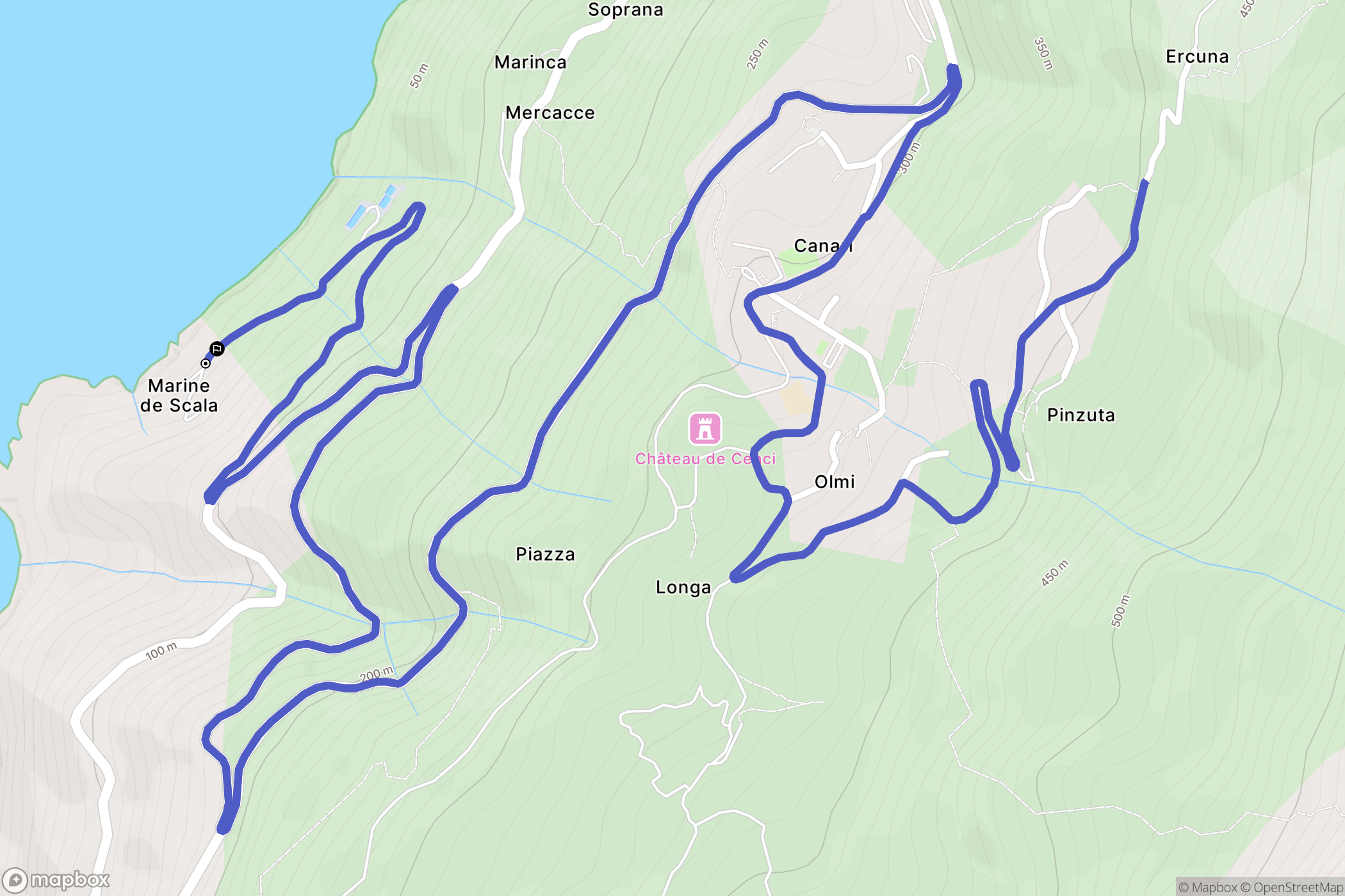 Canari : carte du parcours de randonnée - France