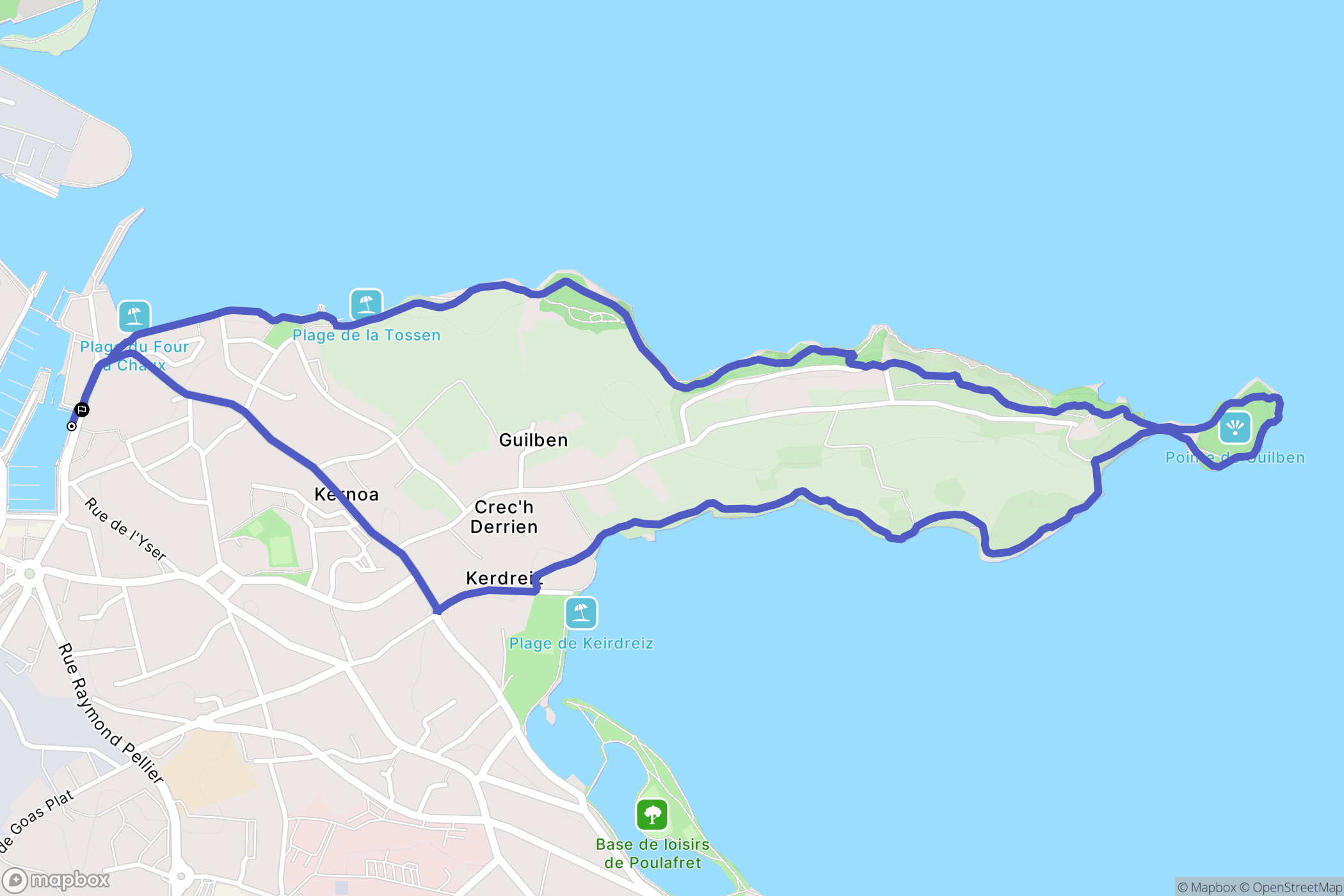 Paimpol : carte du parcours de randonnée - France