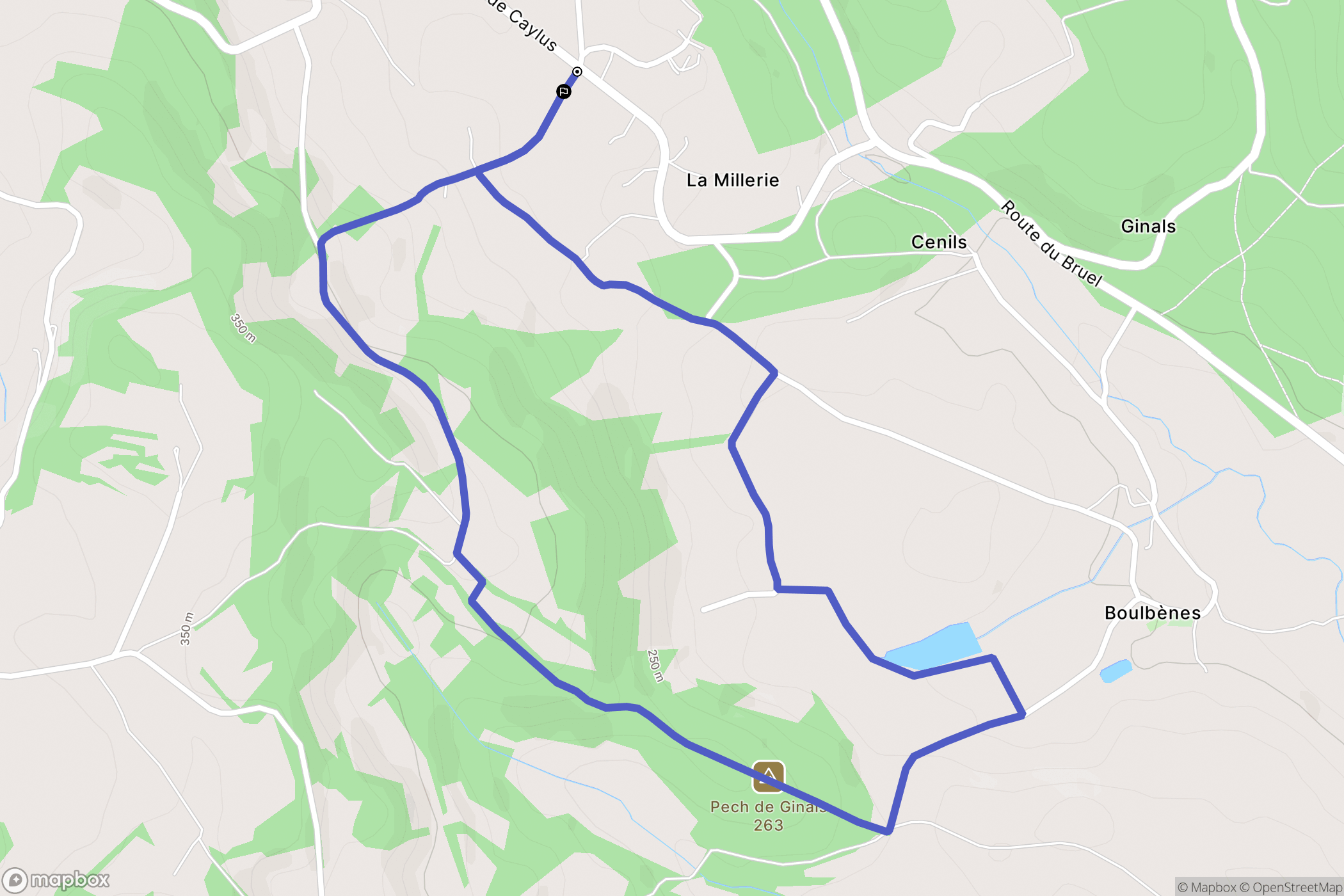 Ginals : carte du parcours de randonnée - France