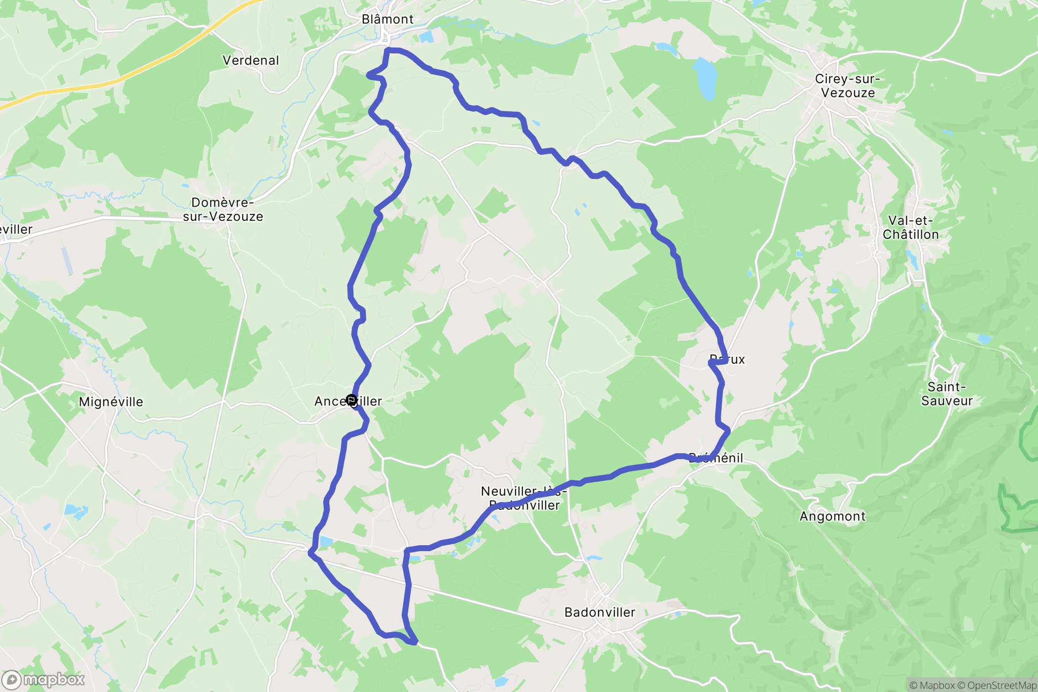 Ancerviller : carte du parcours de randonnée - France