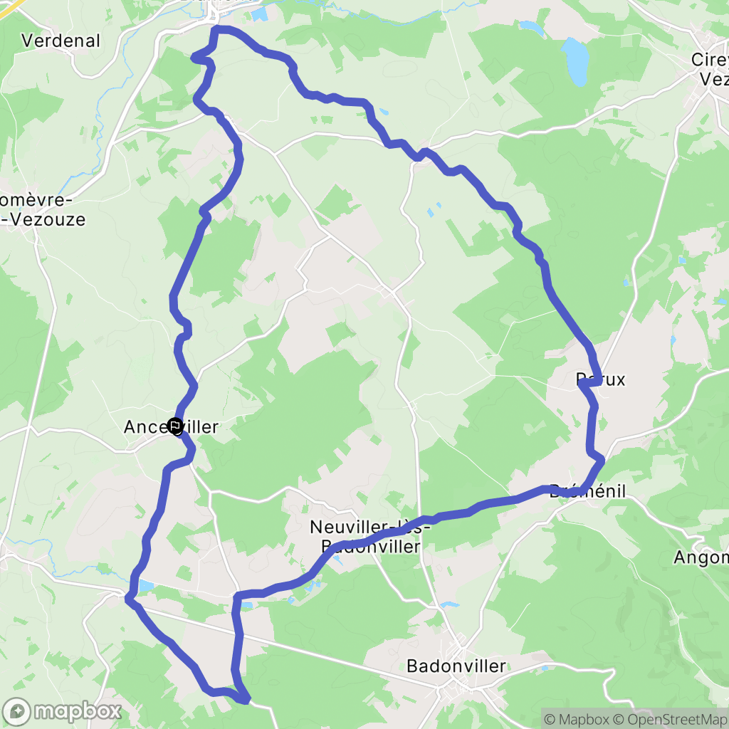 Ancerviller : carte du parcours de randonnée - France