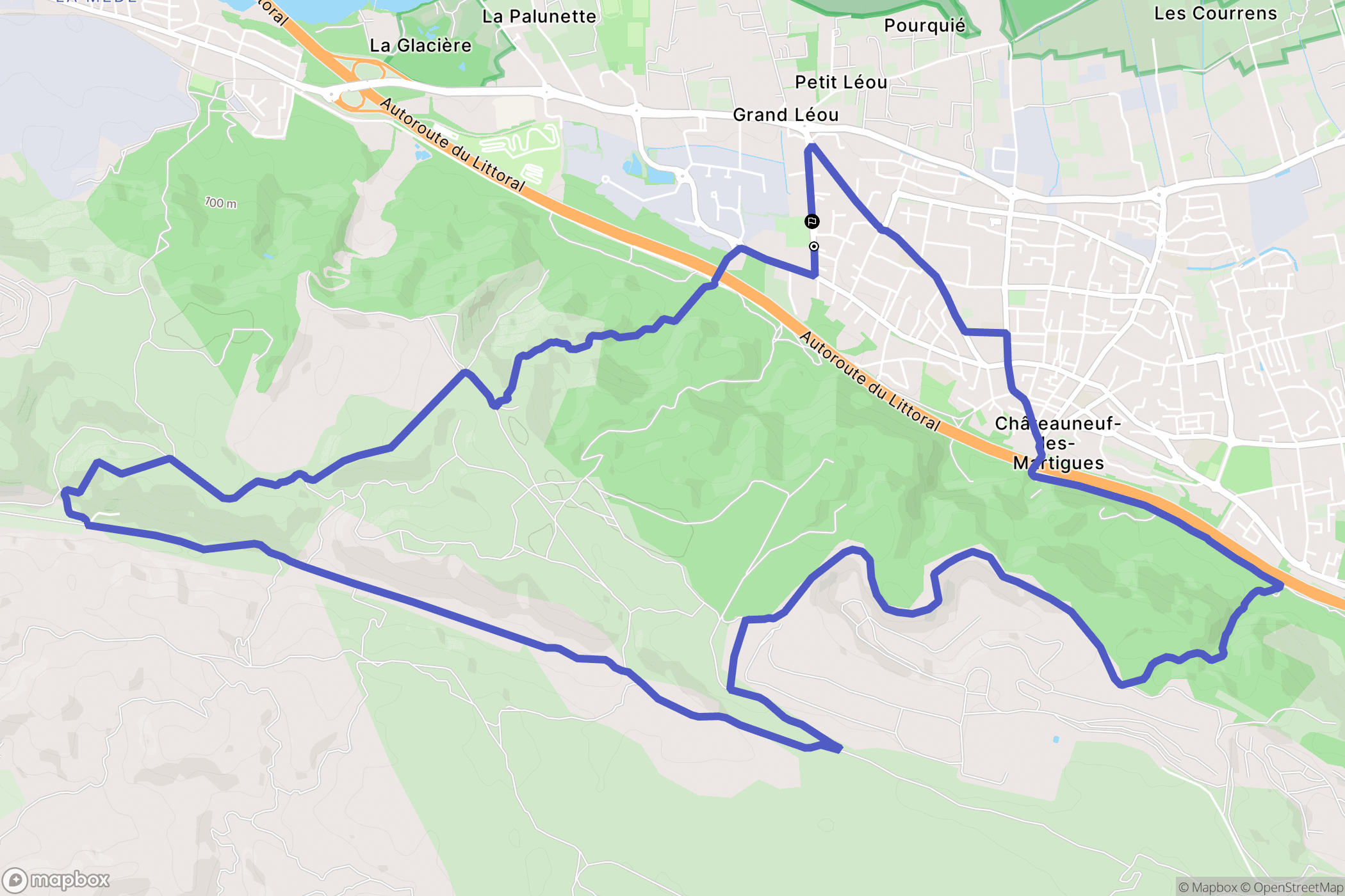 Châteauneuf-les-Martigues : carte du parcours de randonnée - France