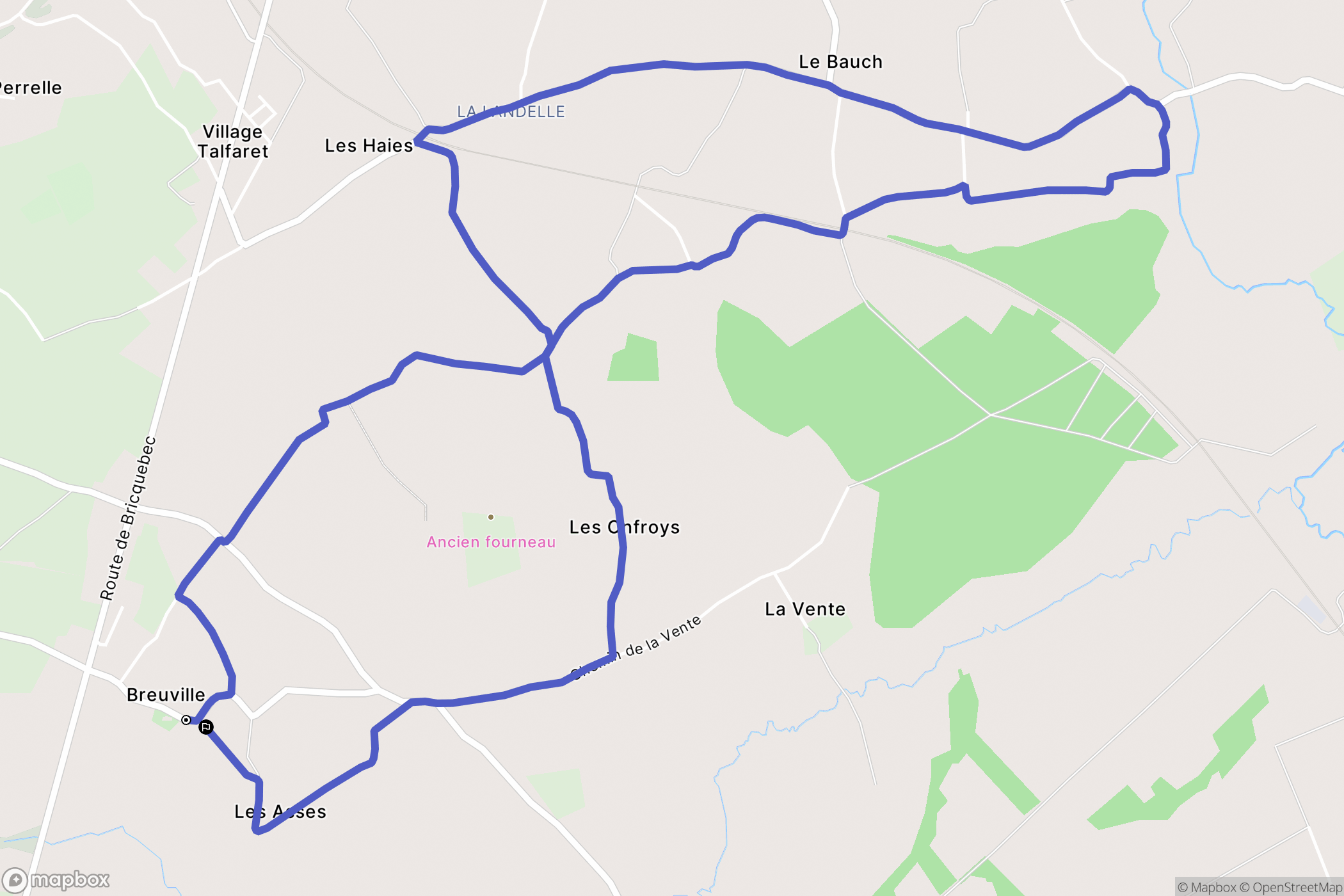 Breuville : carte du parcours de randonnée - France