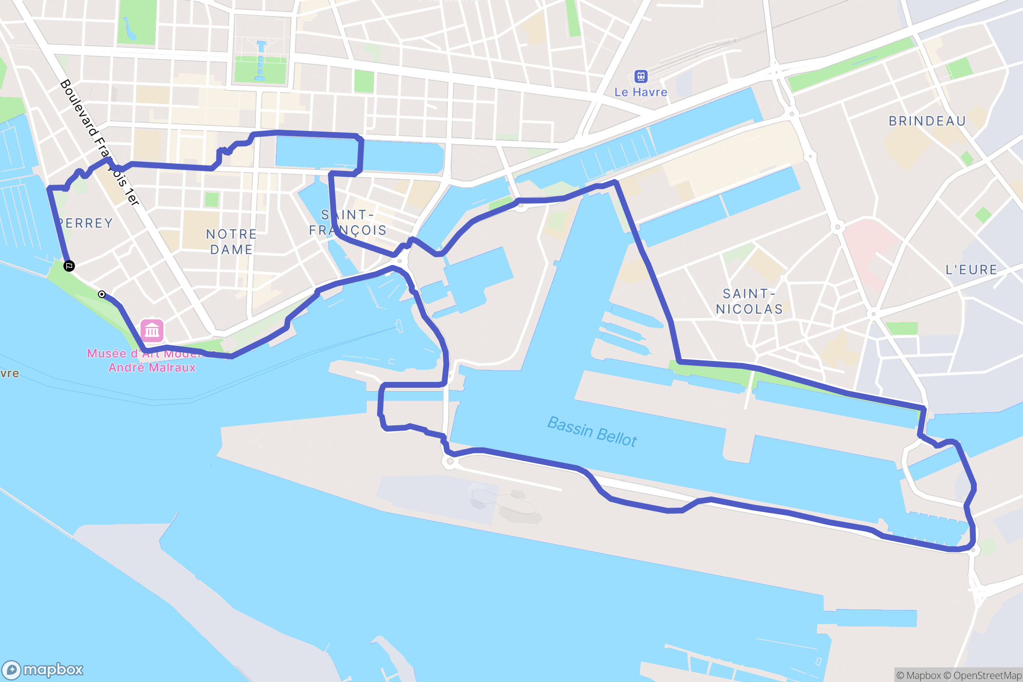 Le Havre : carte du parcours de randonnée - France