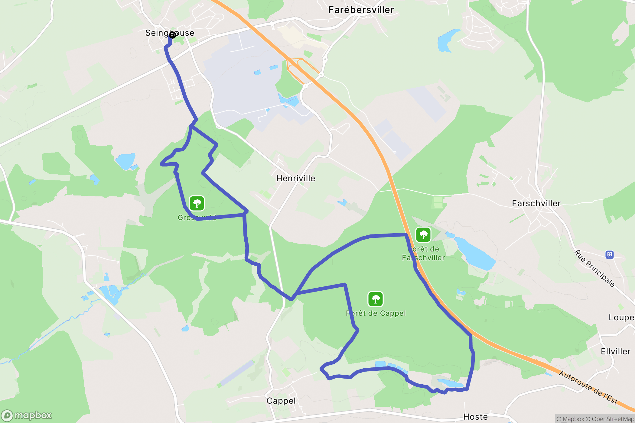 Seingbouse : carte du parcours de randonnée - France
