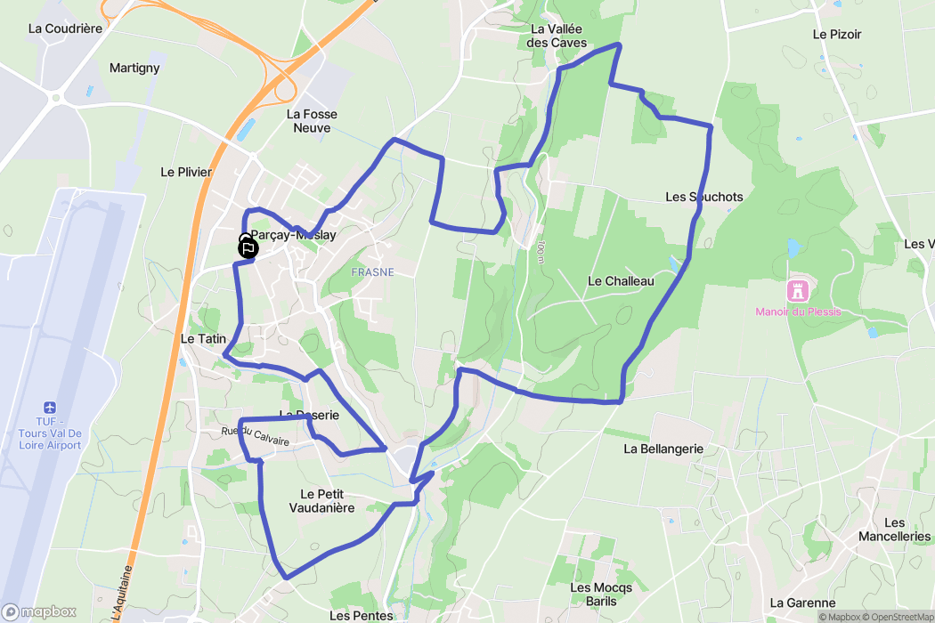 Parçay-Meslay : carte du parcours de randonnée - France