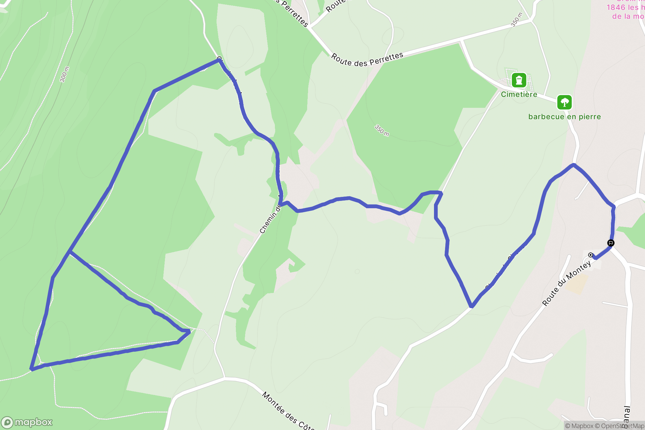 Parmilieu : carte du parcours de randonnée - France