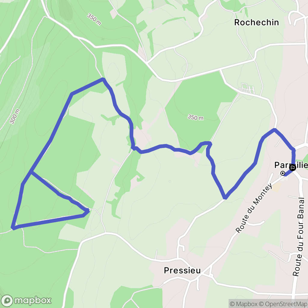 Parmilieu : carte du parcours de randonnée - France