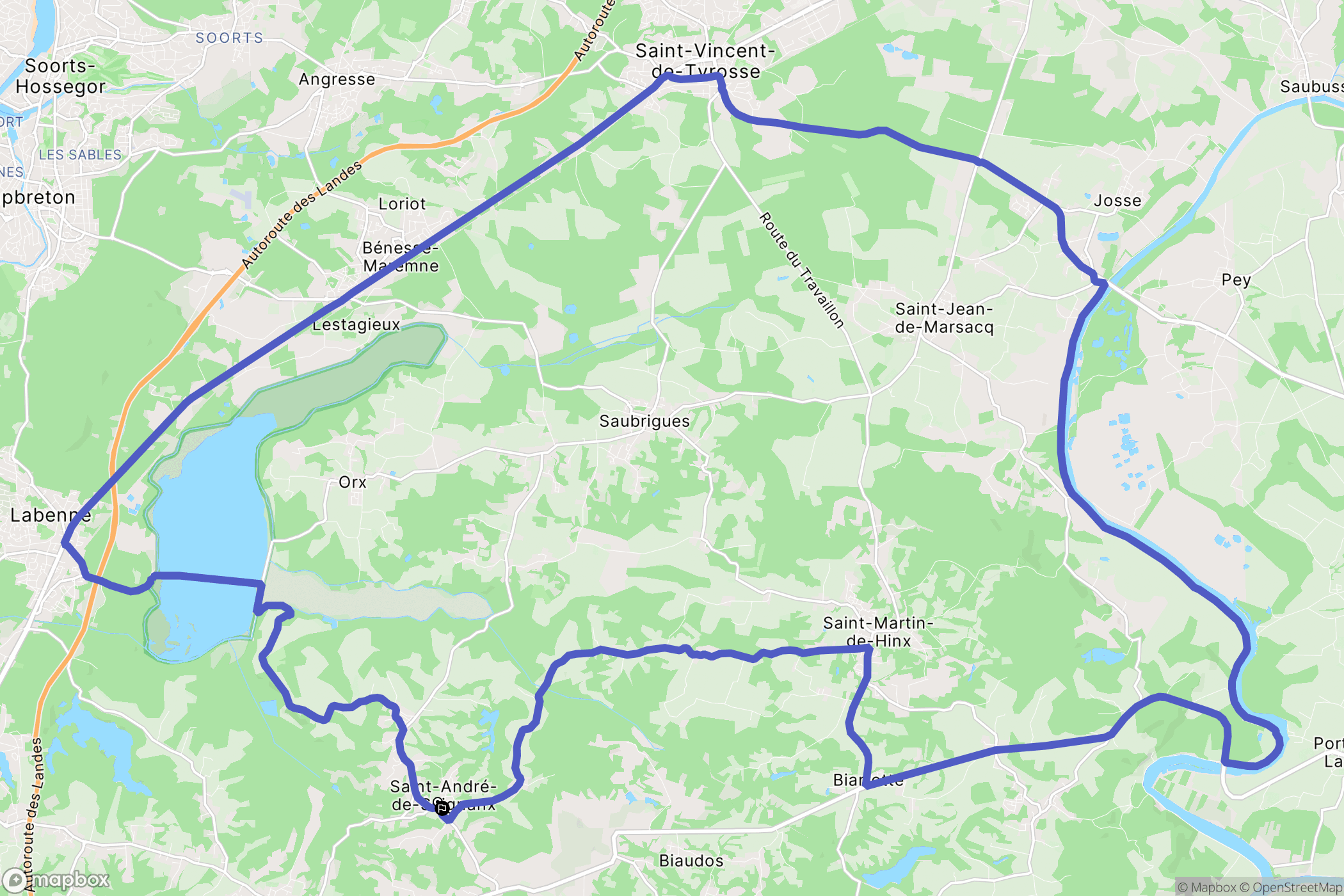Saint-André-de-Seignanx : carte du parcours de randonnée - France
