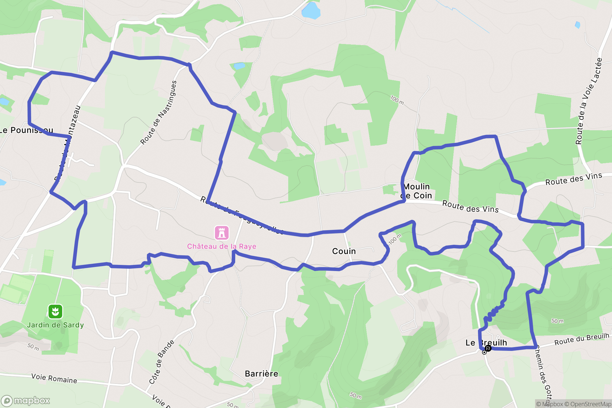 Saint-Antoine-de-Breuilh : carte du parcours de randonnée - France