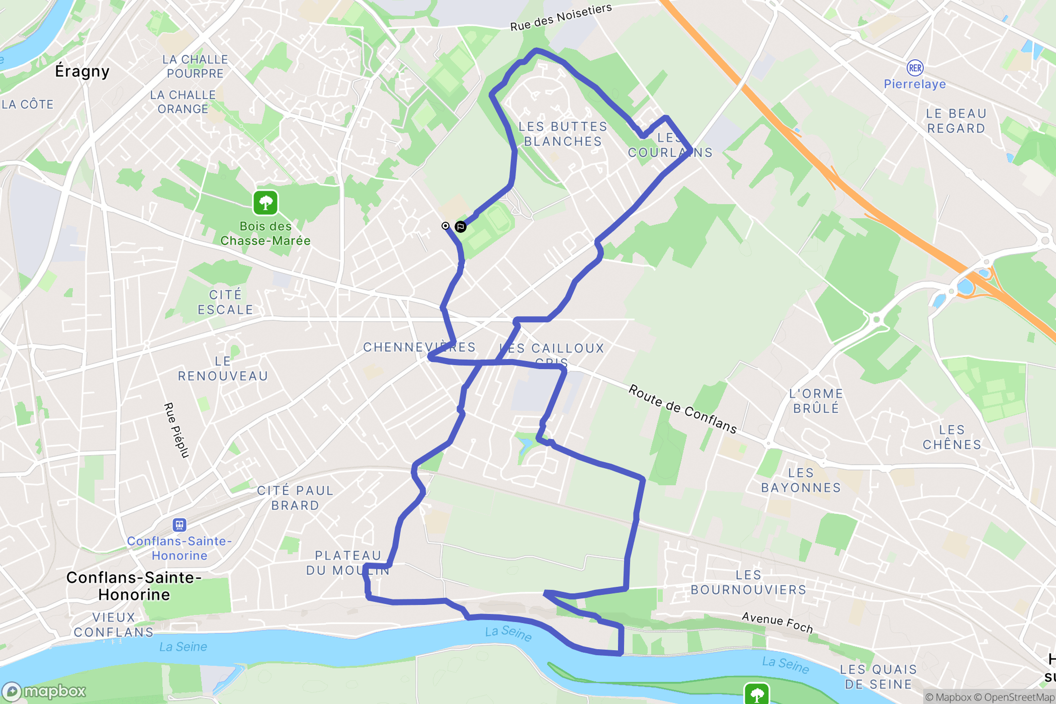 Conflans-Sainte-Honorine : carte du parcours de randonnée - France