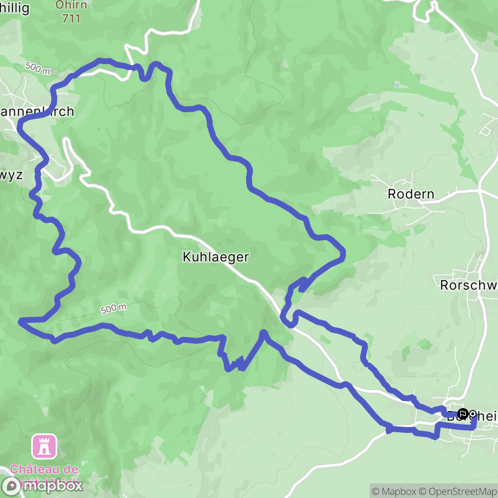Bergheim : carte du parcours de randonnée - France