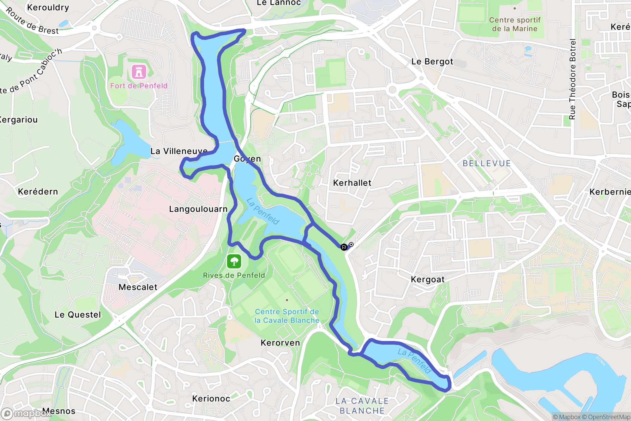 Brest : carte du parcours de randonnée - France