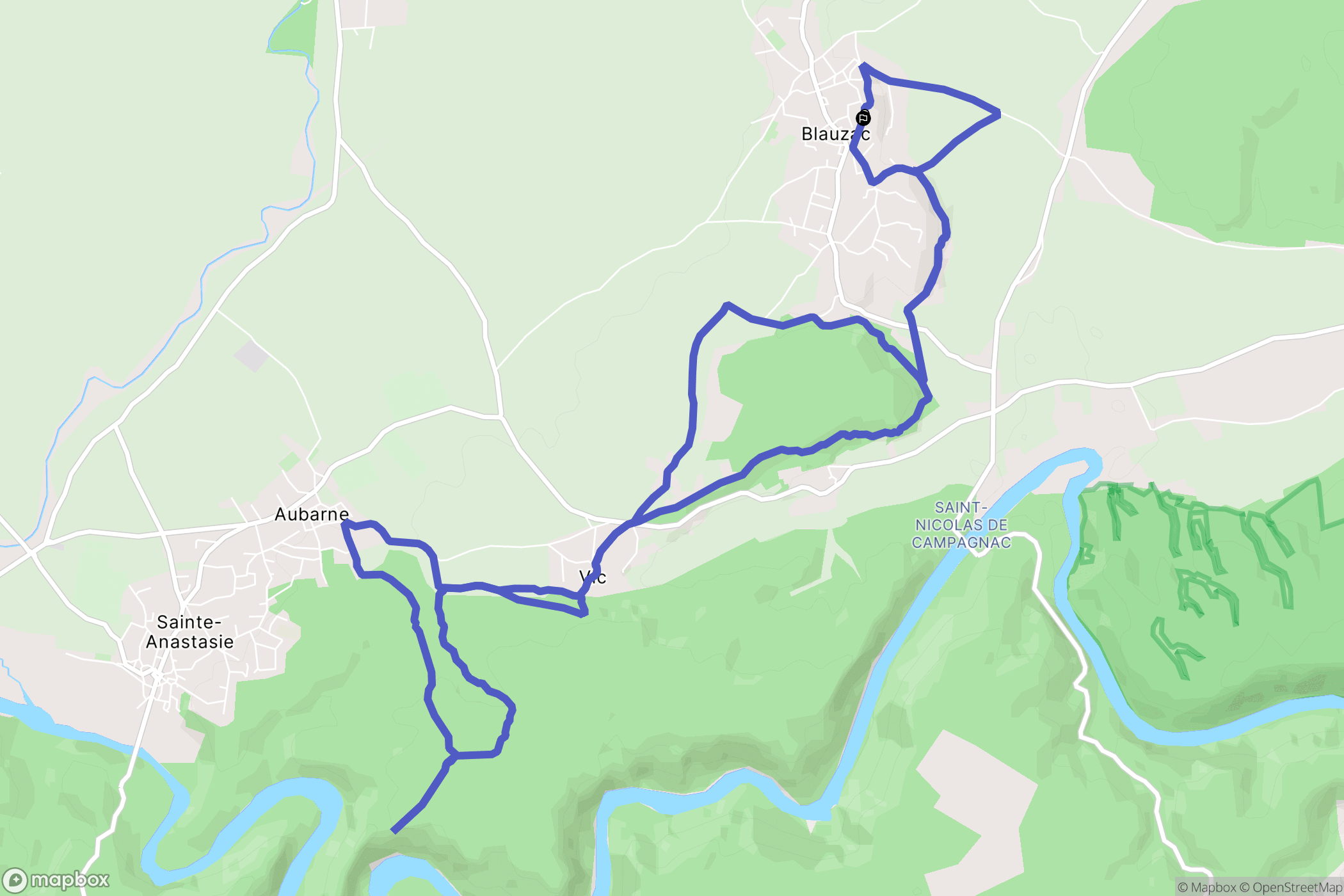 Blauzac : carte du parcours de randonnée - France
