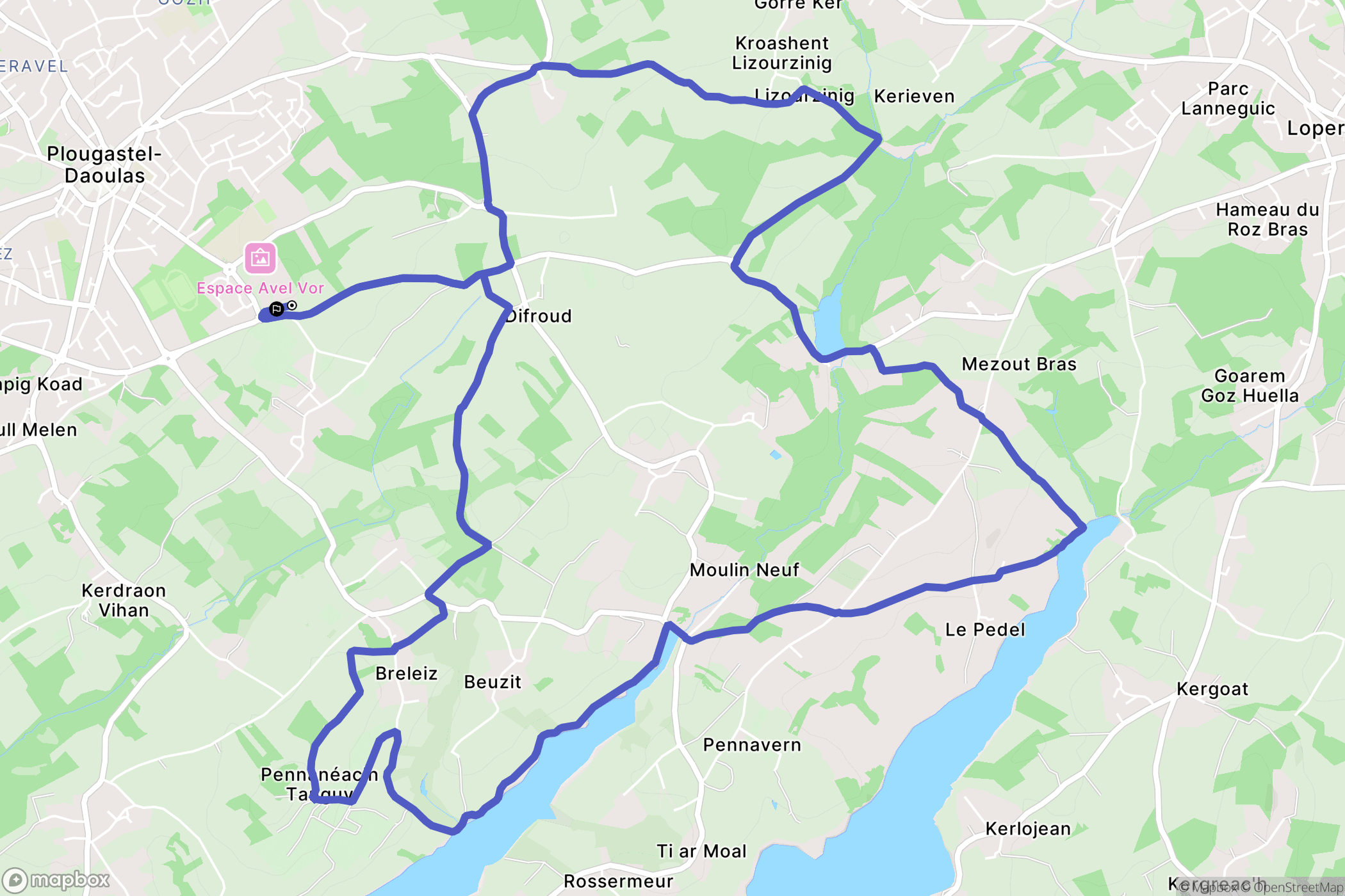 Plougastel-Daoulas : carte du parcours de randonnée - France
