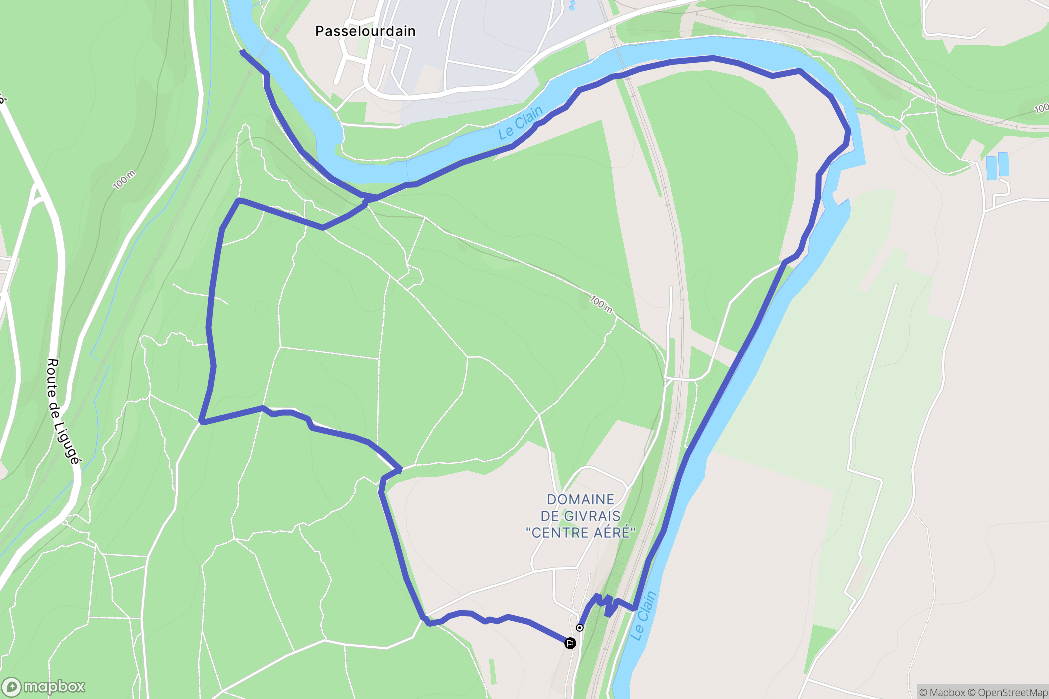 Ligugé : carte du parcours de randonnée - France