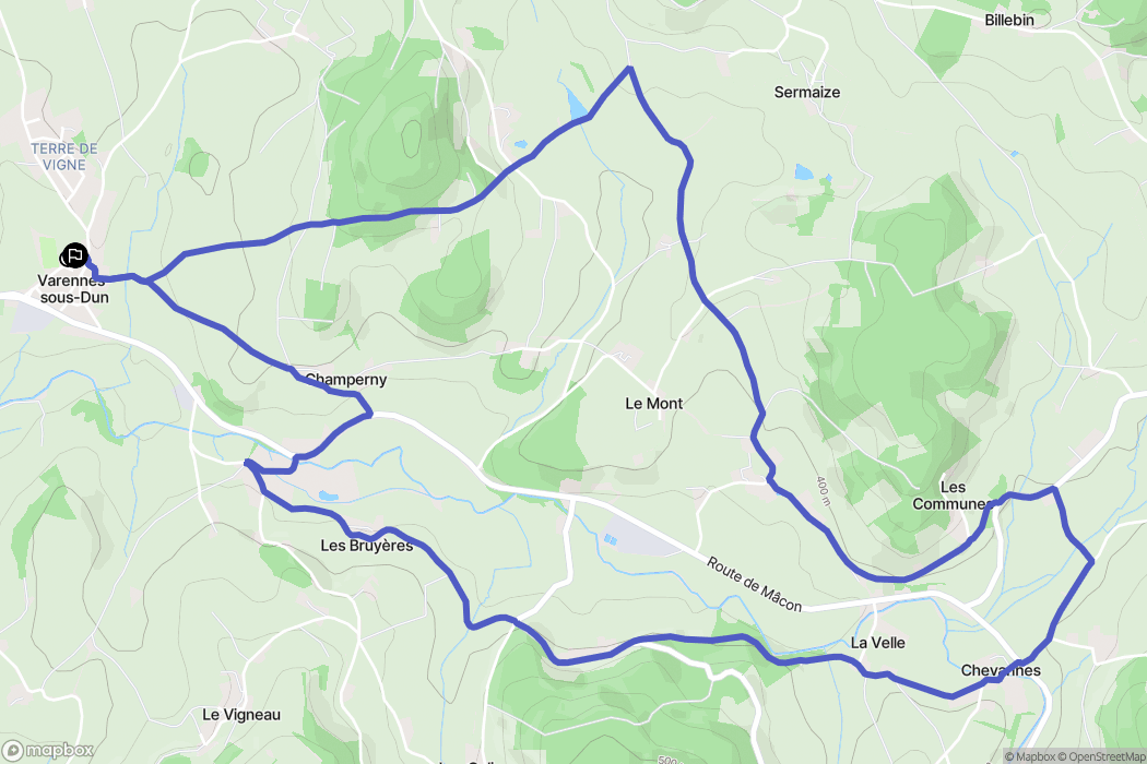 Varennes-Sous-Dun : carte du parcours de randonnée - France