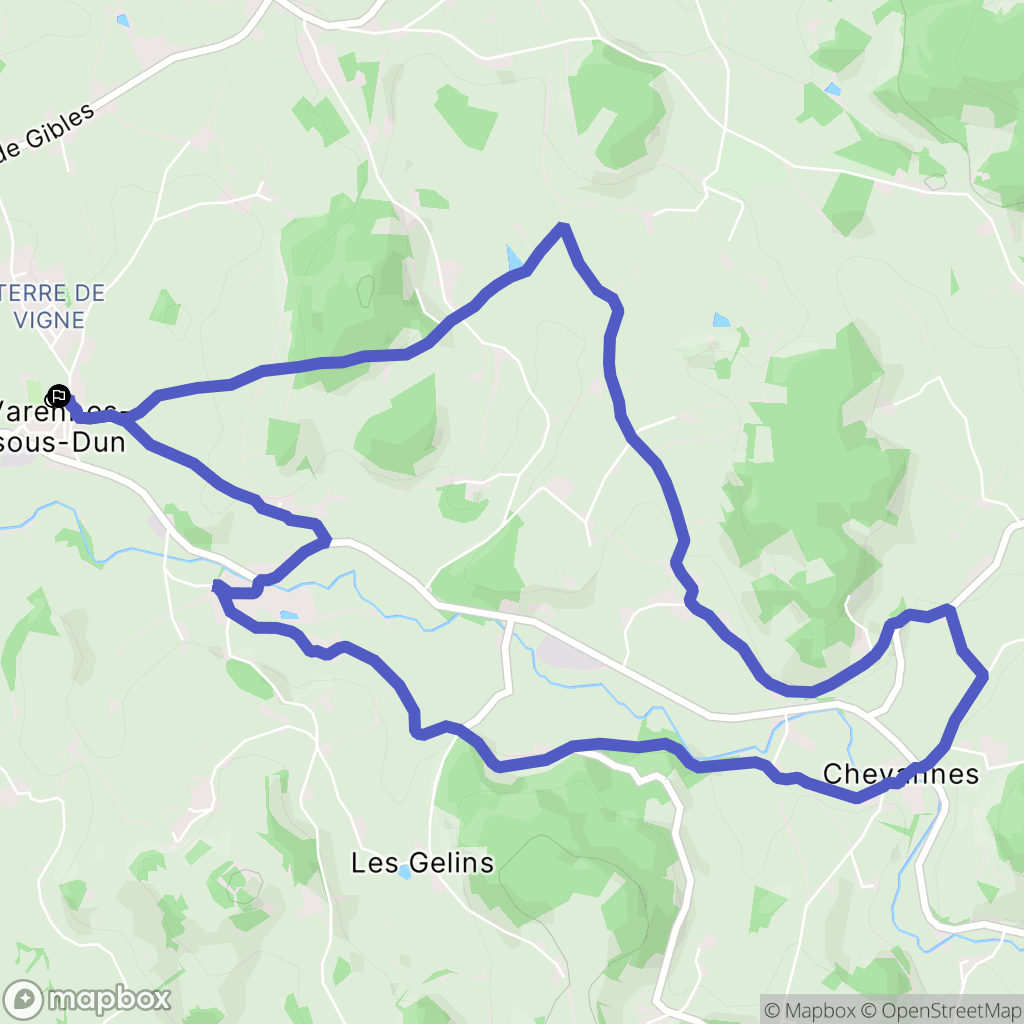 Varennes-Sous-Dun : carte du parcours de randonnée - France