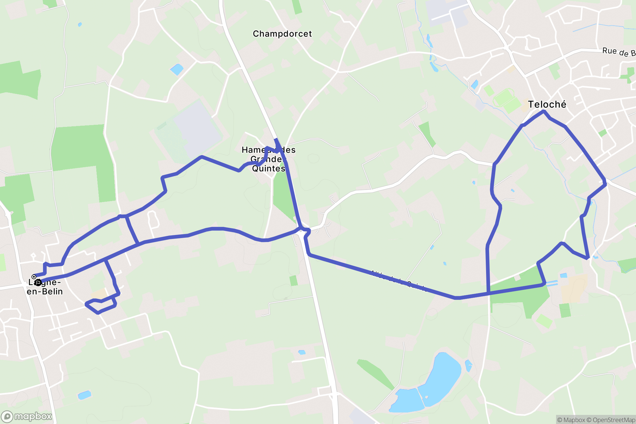 Laigné-en-Belin : carte du parcours de randonnée - France