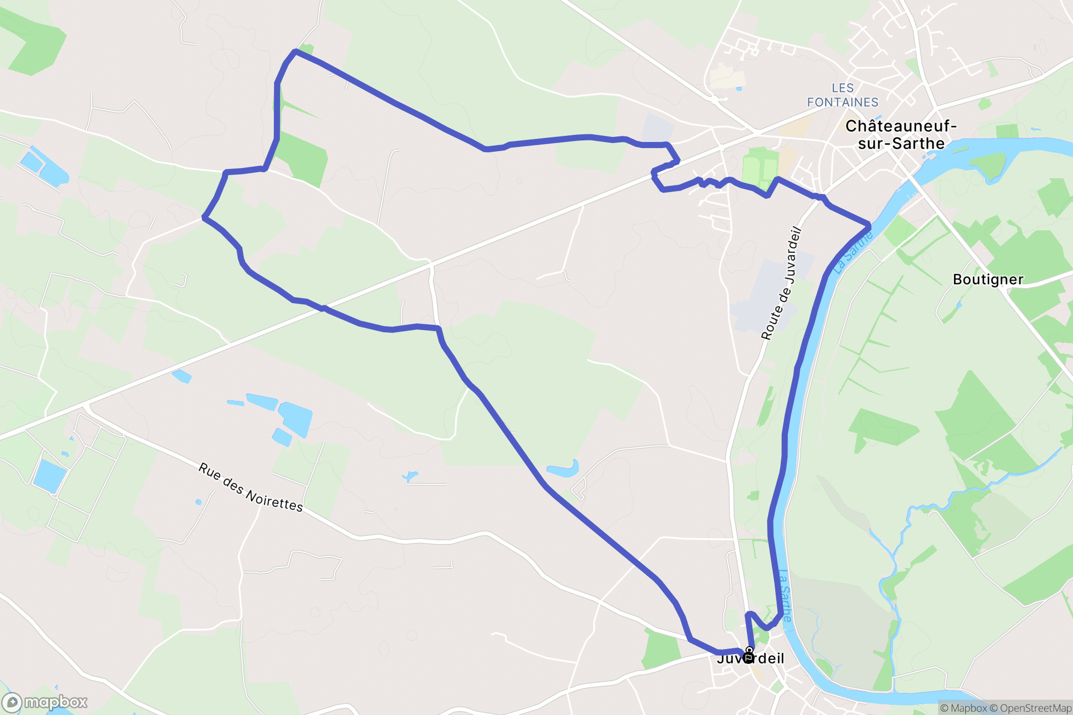 Juvardeil : carte du parcours de randonnée - France