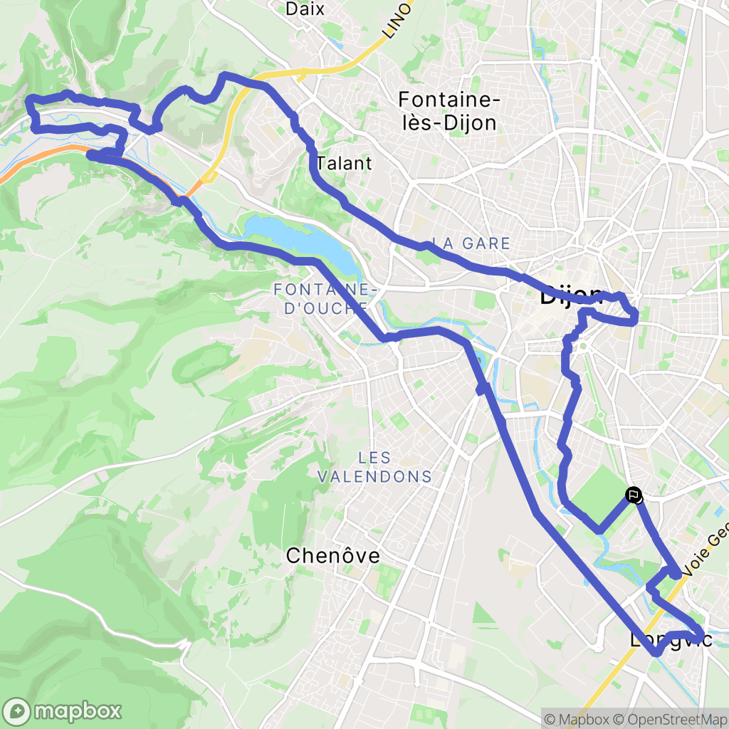 Dijon : carte du parcours de randonnée - France