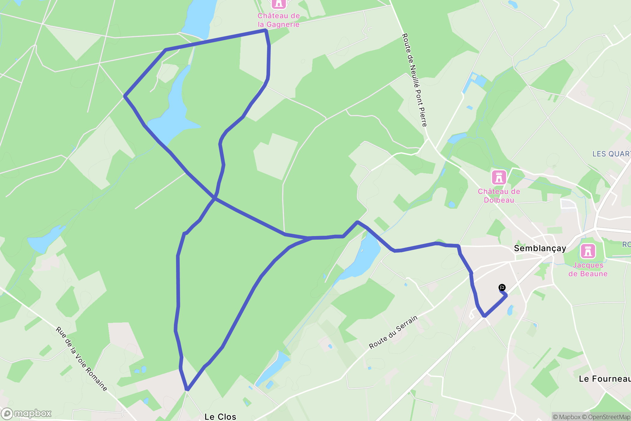 Semblançay : carte du parcours de randonnée - France