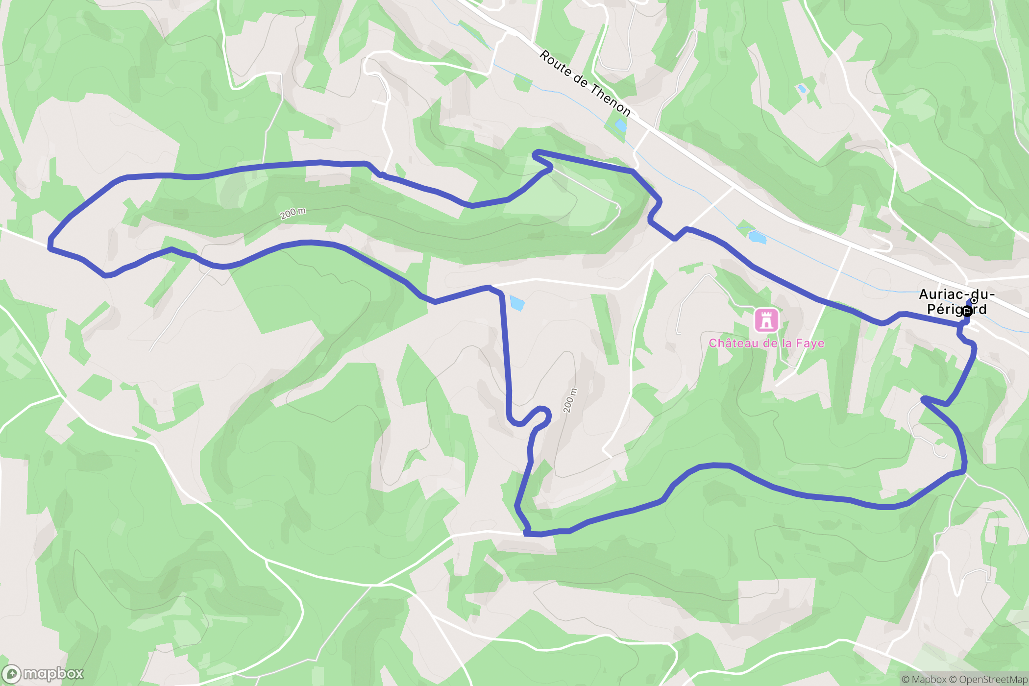 Auriac-du-Périgord : carte du parcours de randonnée - France