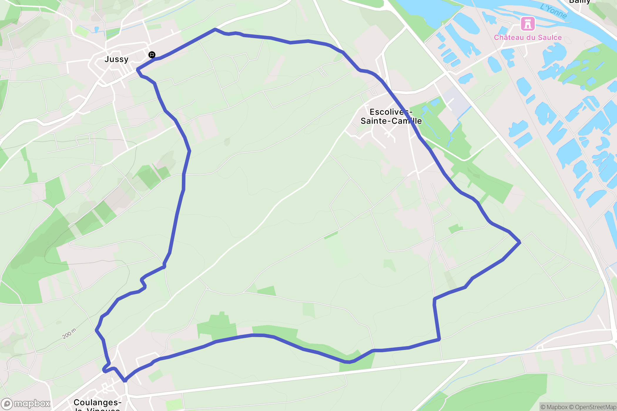 Jussy : carte du parcours de randonnée - France