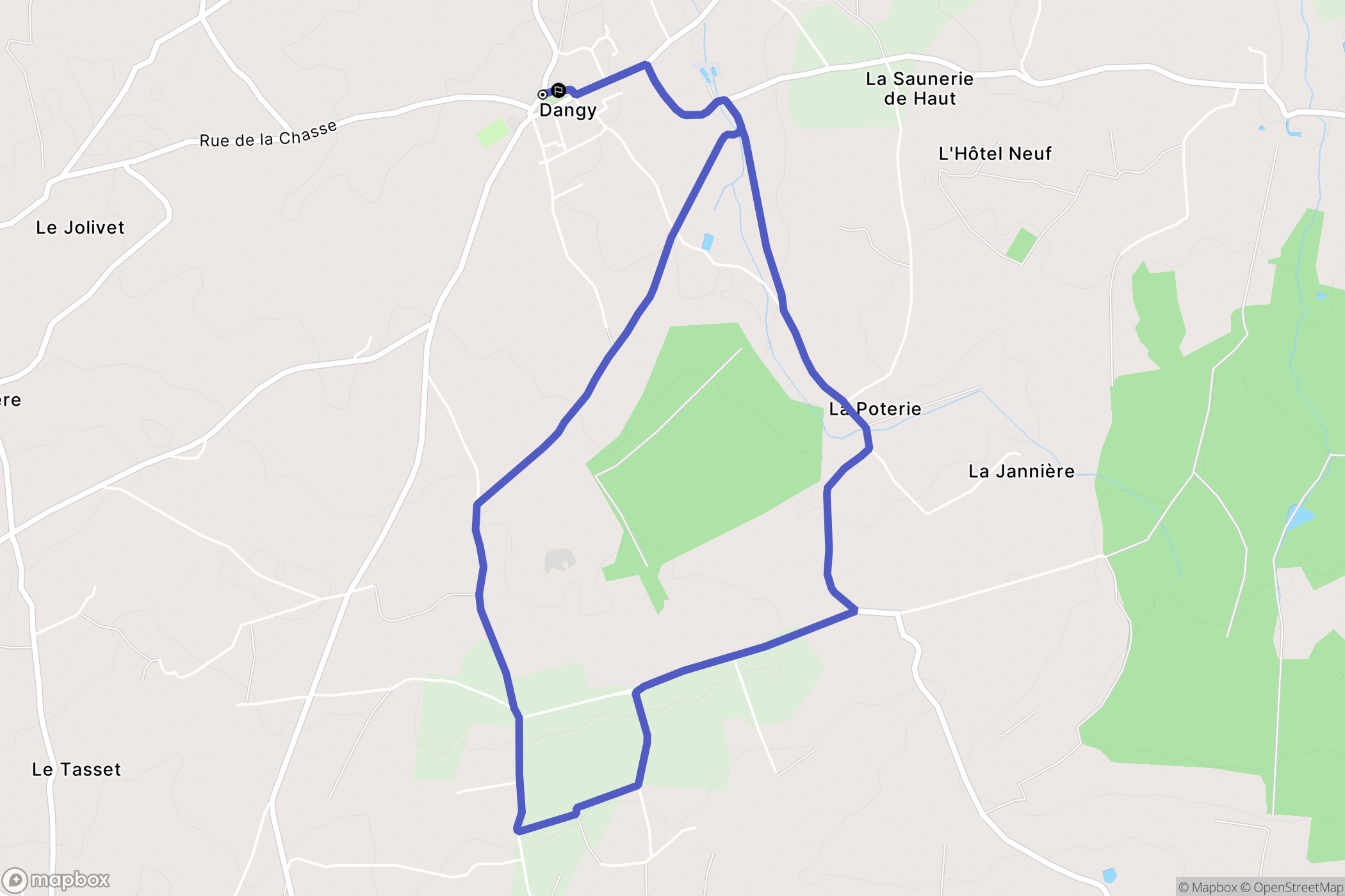 Dangy : carte du parcours de randonnée - France