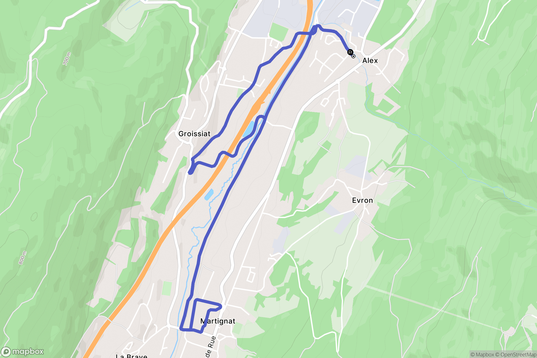 Groissiat : carte du parcours de randonnée - France