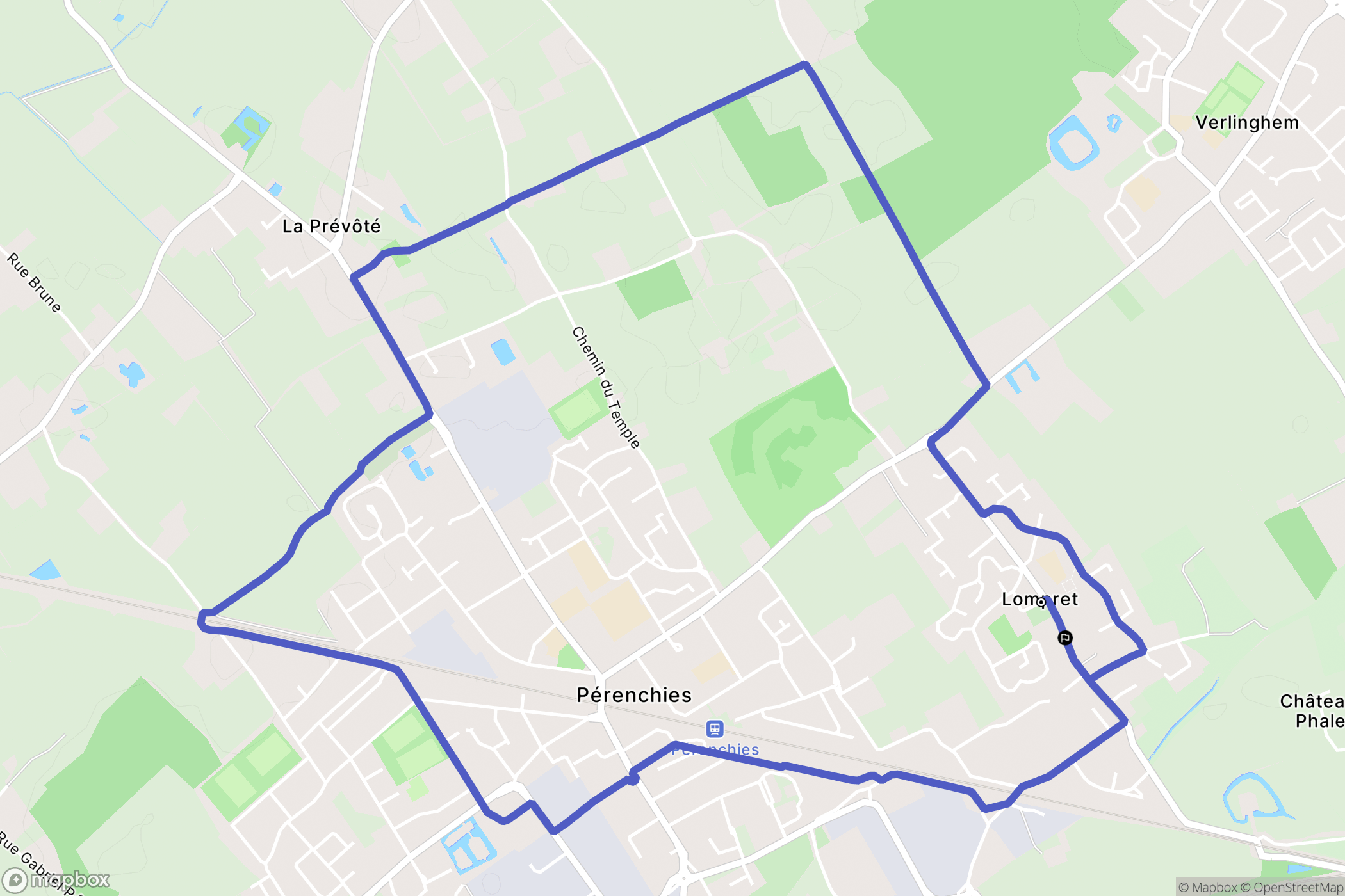 Lompret : carte du parcours de randonnée - France