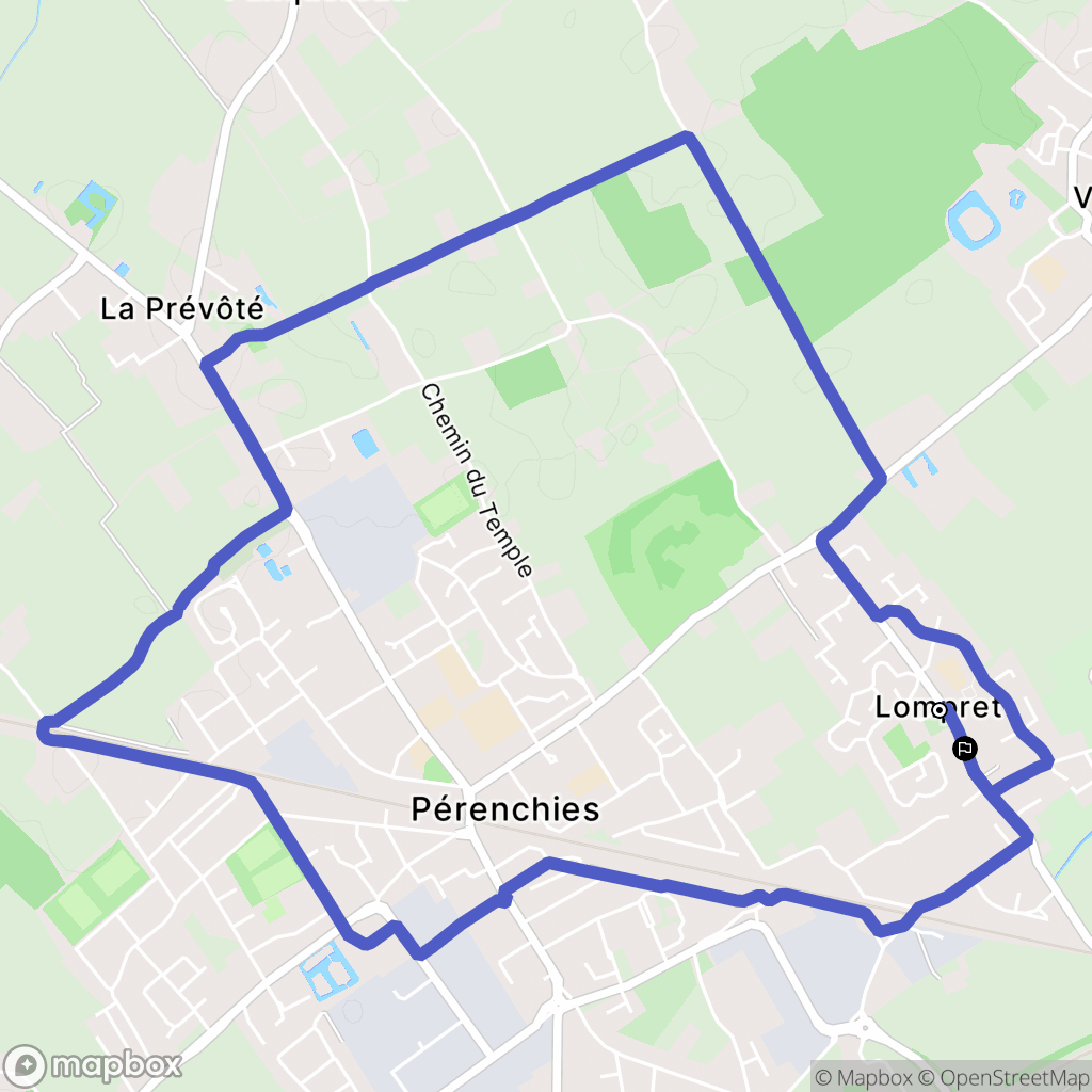 Lompret : carte du parcours de randonnée - France