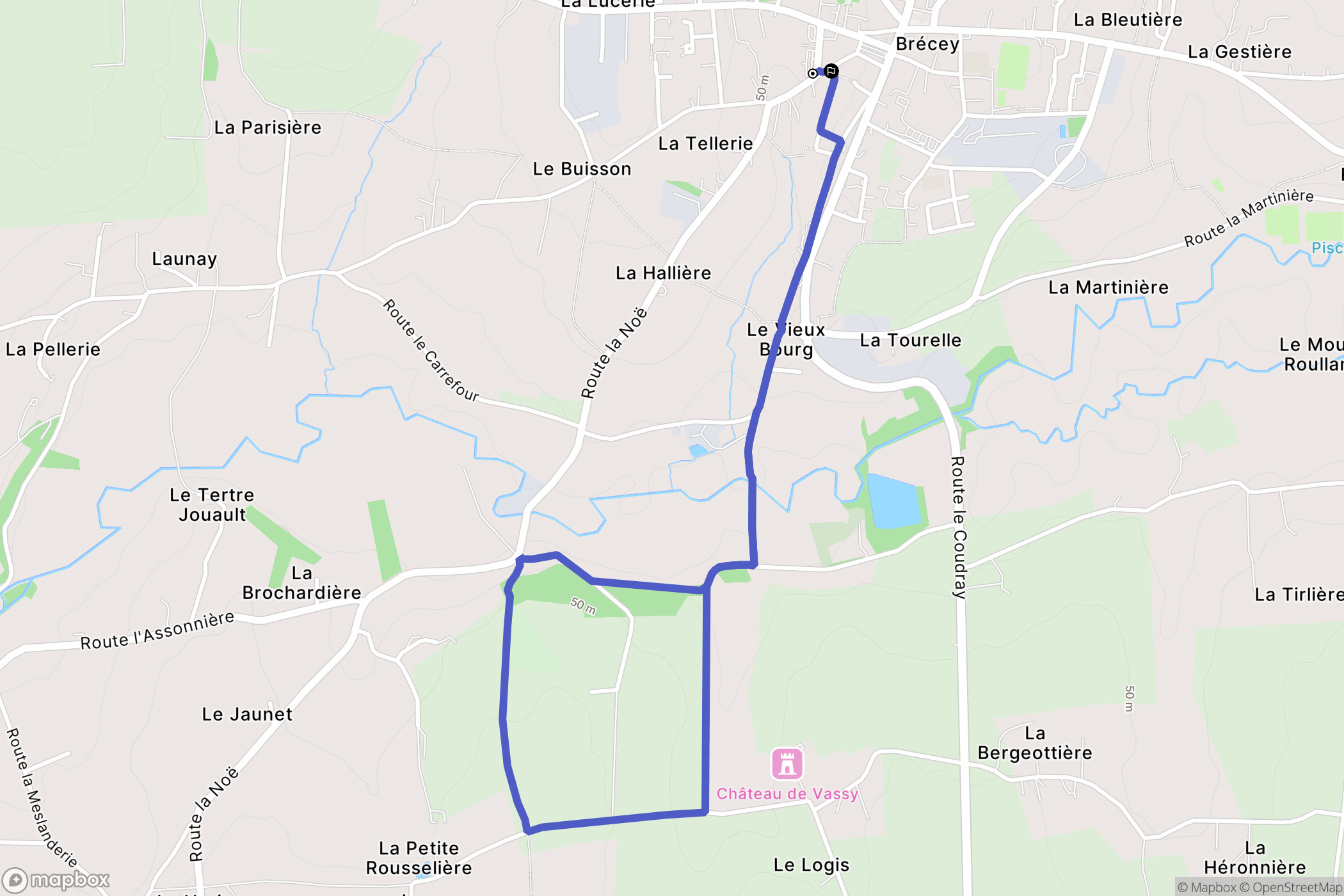 Brécey : carte du parcours de randonnée - France
