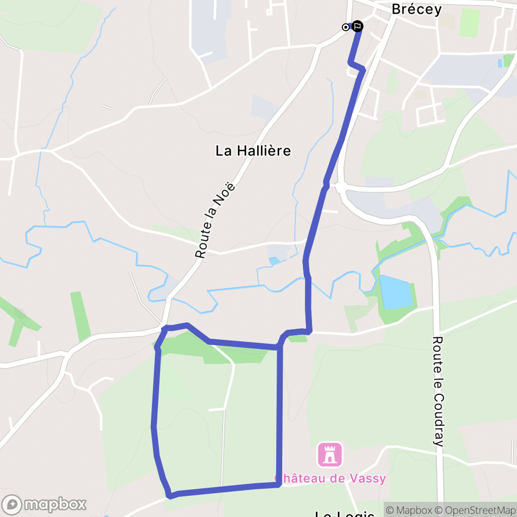 Brécey : carte du parcours de randonnée - France
