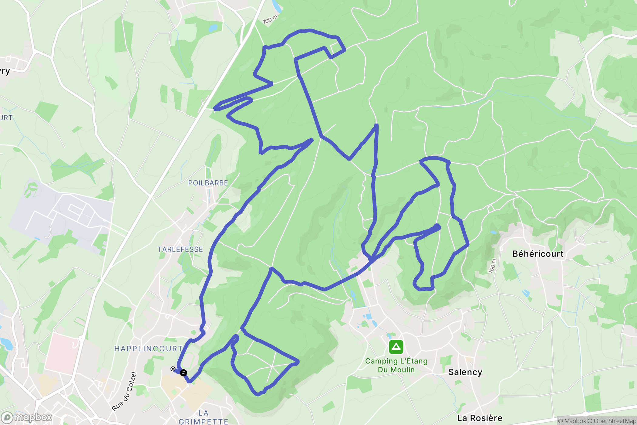 Noyon : carte du parcours de randonnée - France