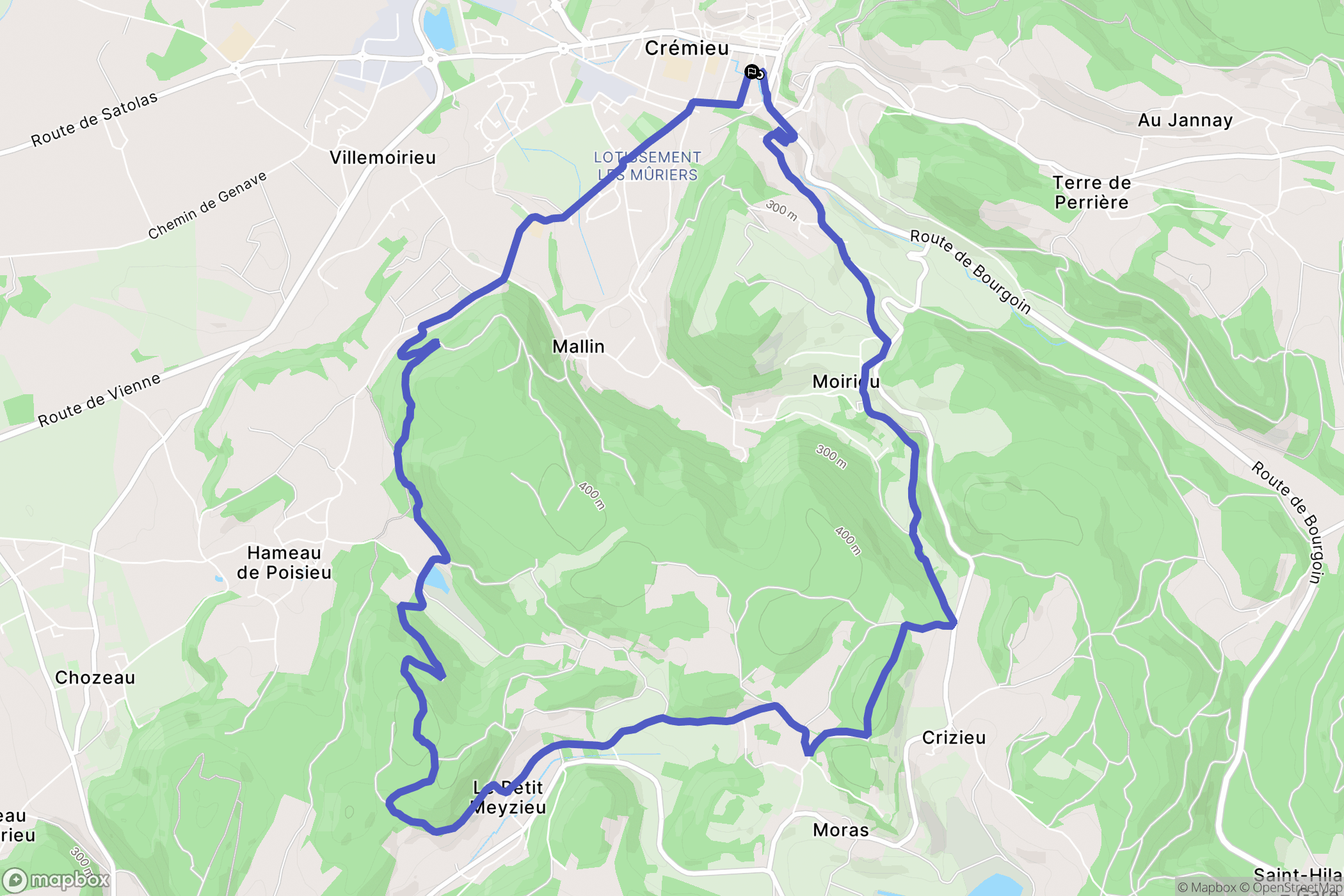 Crémieu : carte du parcours de randonnée - France