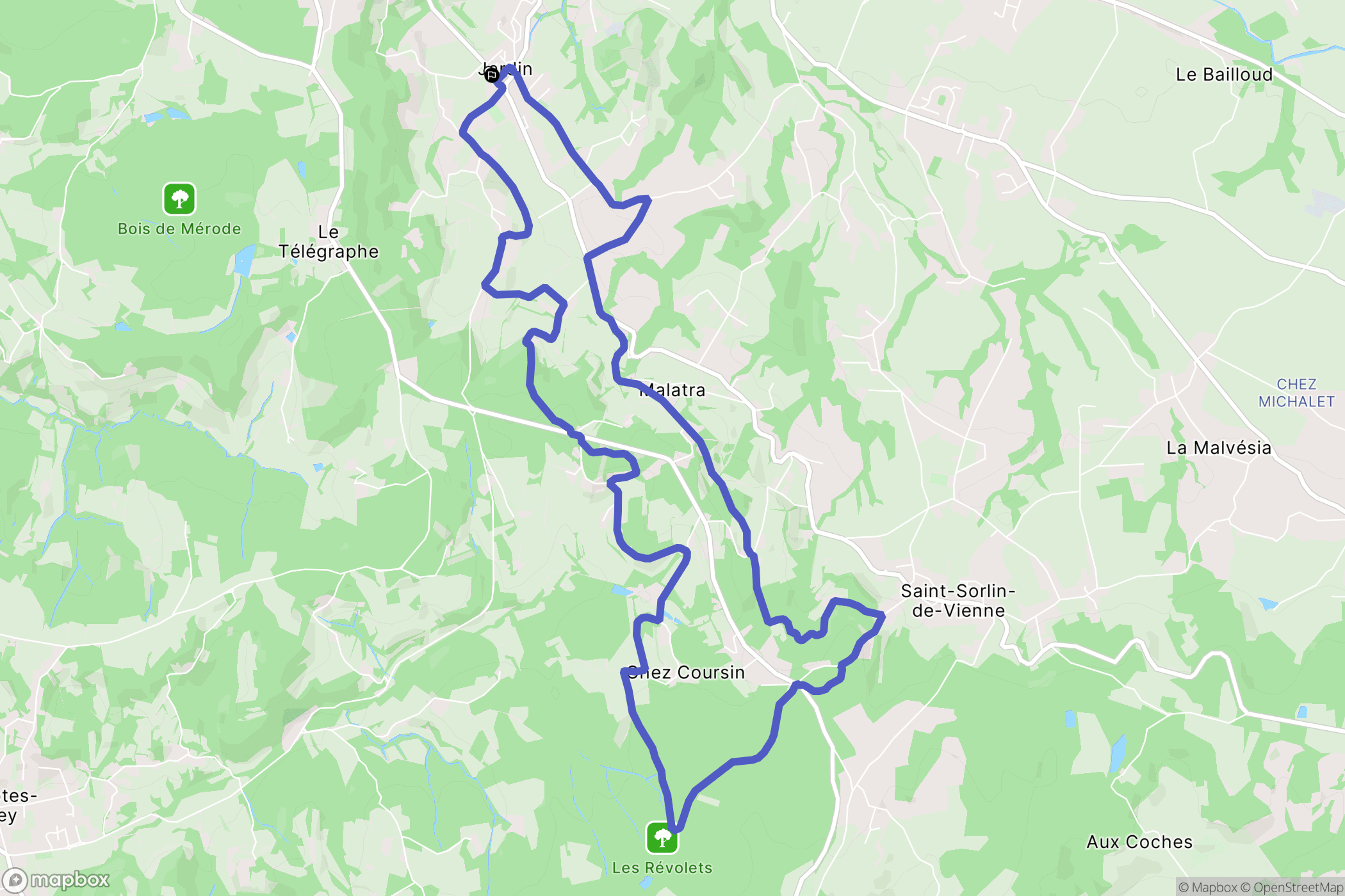 Jardin : carte du parcours de randonnée - France