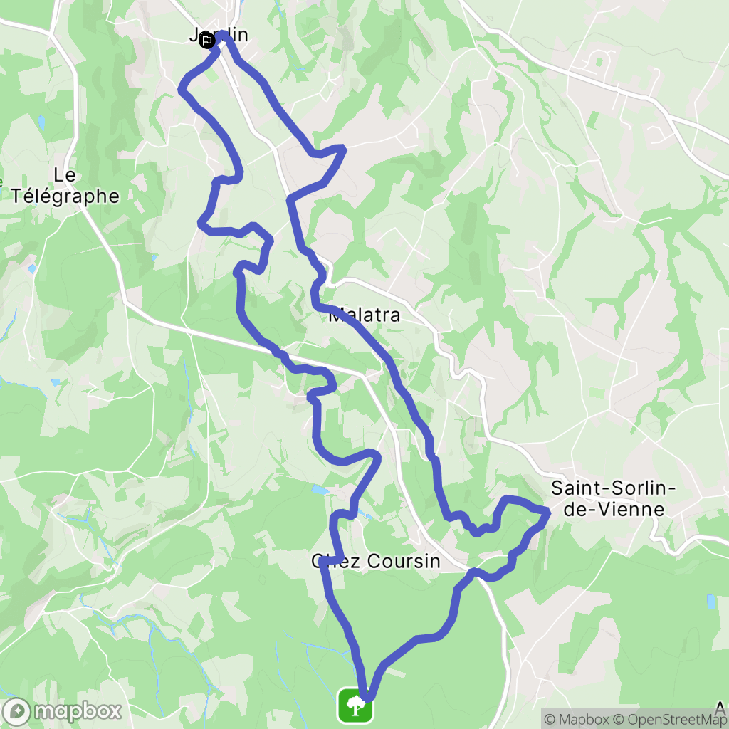 Jardin : carte du parcours de randonnée - France