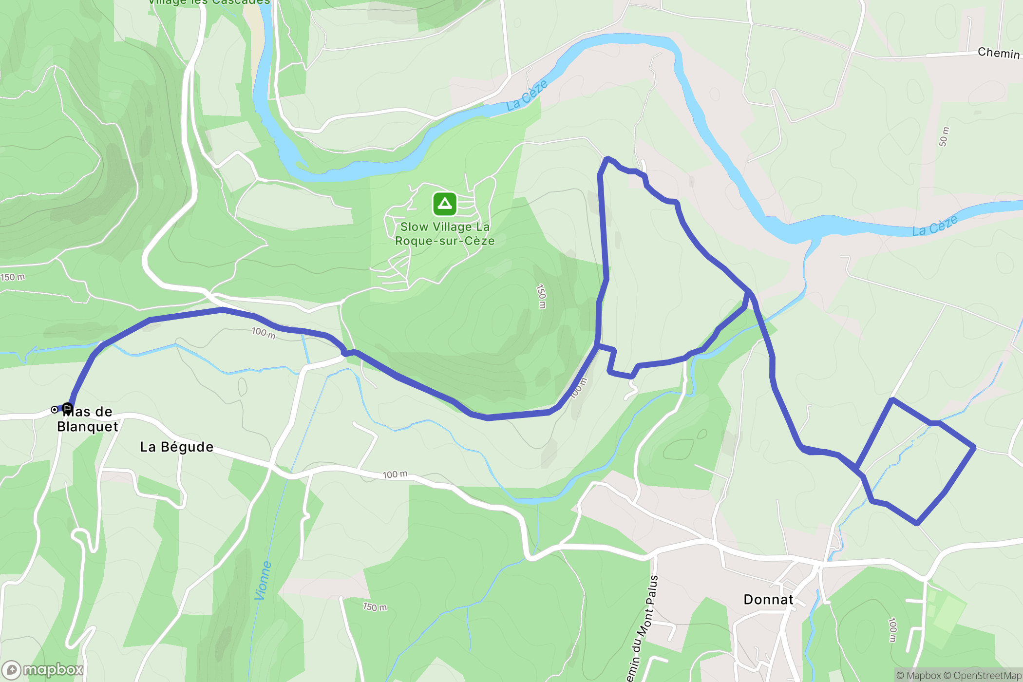 Saint-André-d'Olérargues : carte du parcours de randonnée - France