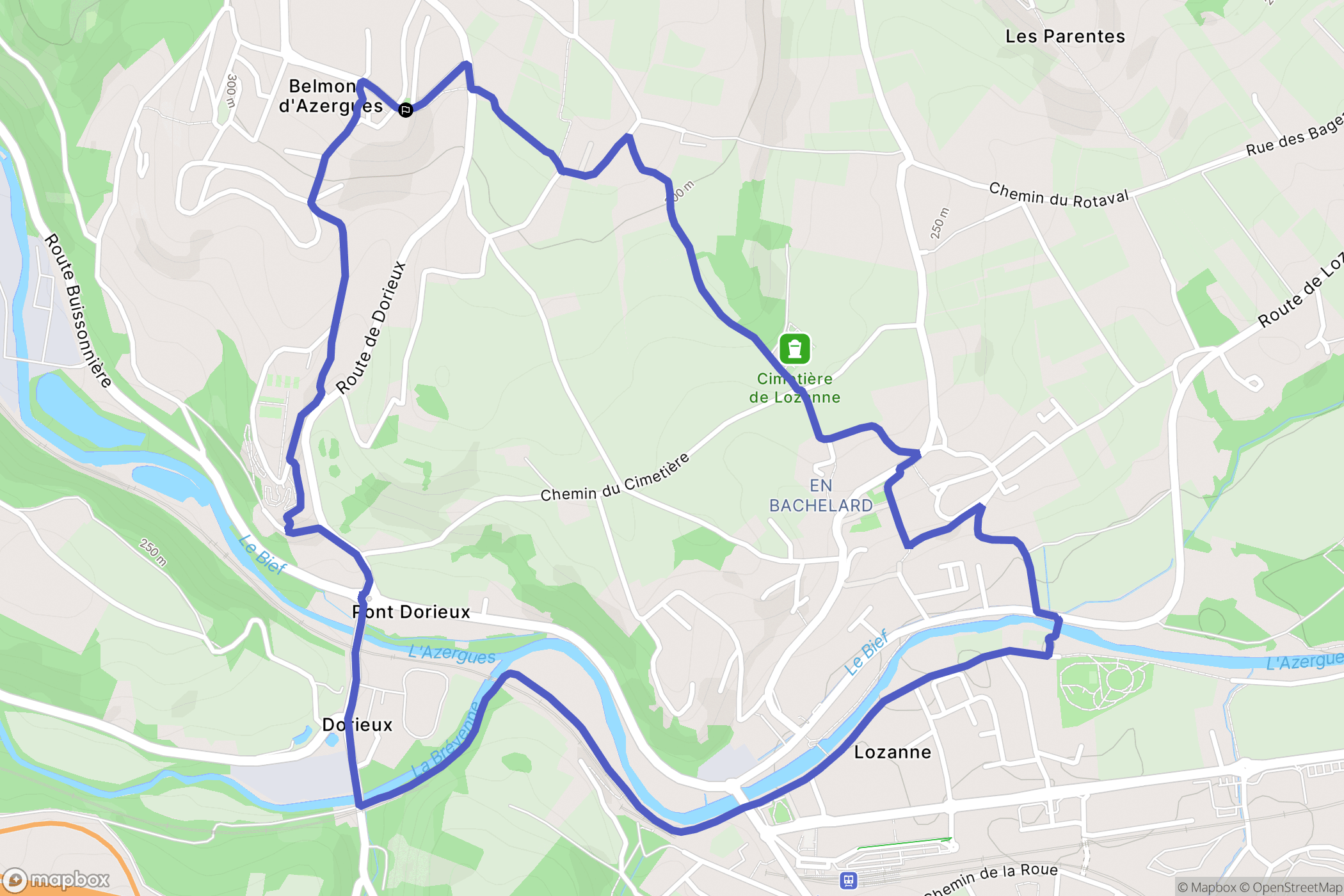 Belmont-d'Azergues : carte du parcours de randonnée - France
