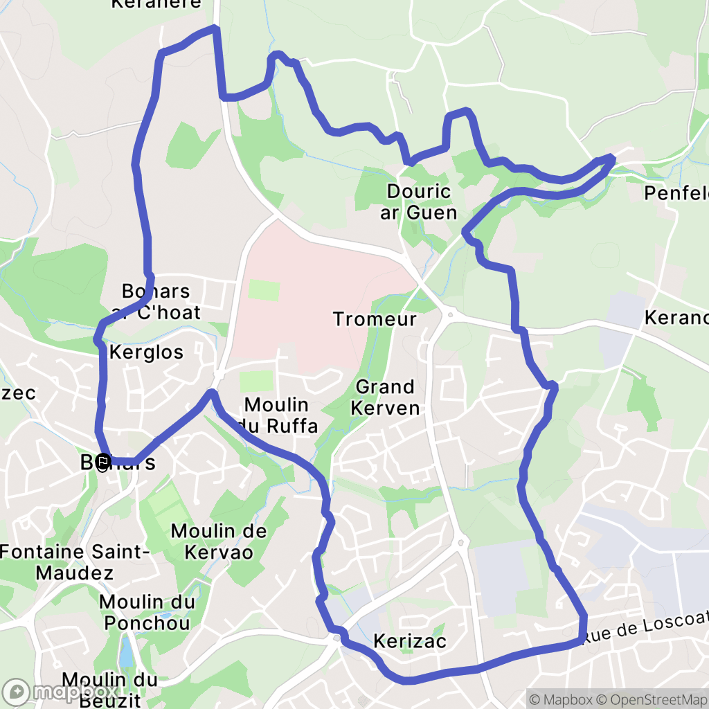 Bohars : carte du parcours de randonnée - France