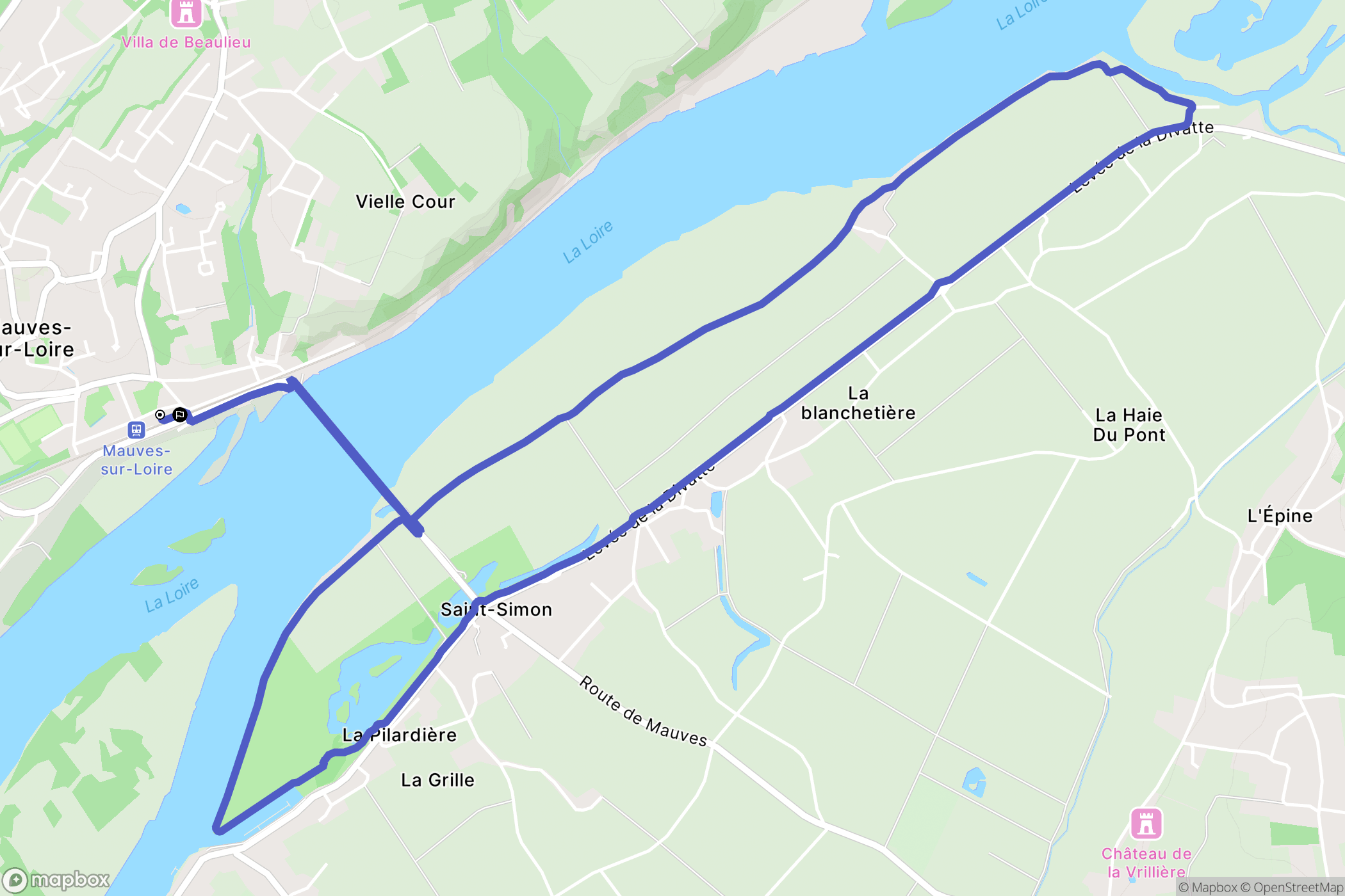 Mauves-sur-Loire : carte du parcours de randonnée - France