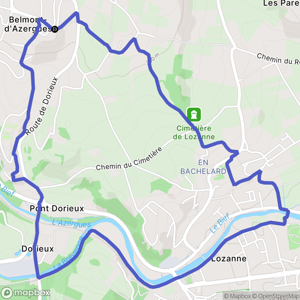 Belmont-d'Azergues : carte du parcours de randonnée - France