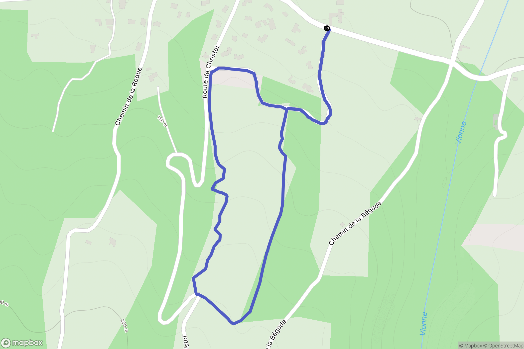 Saint-André-d'Olérargues : carte du parcours de randonnée - France