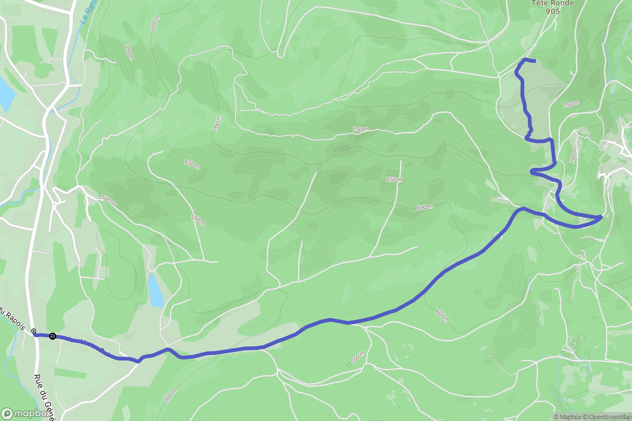 Plancher-Bas : carte du parcours de randonnée - France